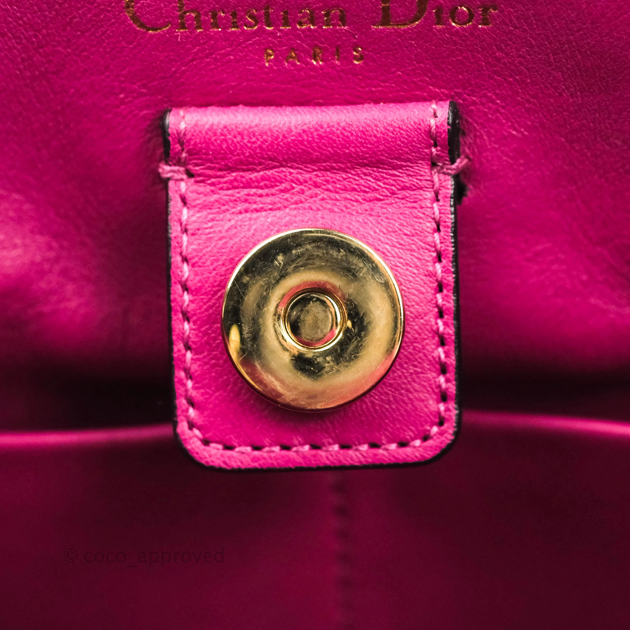 Christian Dior Medium Diorissimo Bag Black Fuchsia Grained Calfskin Gold Hardware