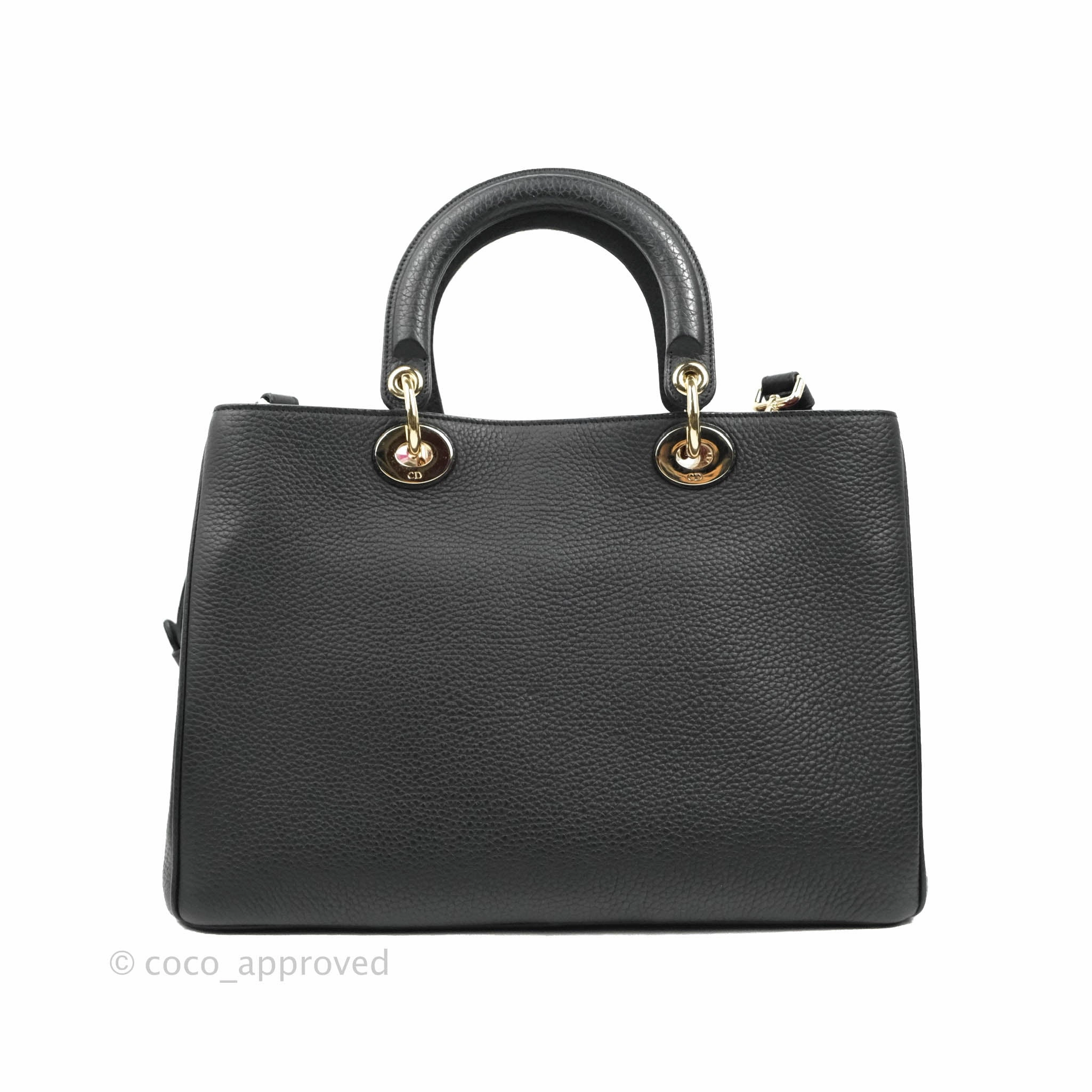 Christian Dior Medium Diorissimo Bag Black Fuchsia Grained Calfskin Gold Hardware