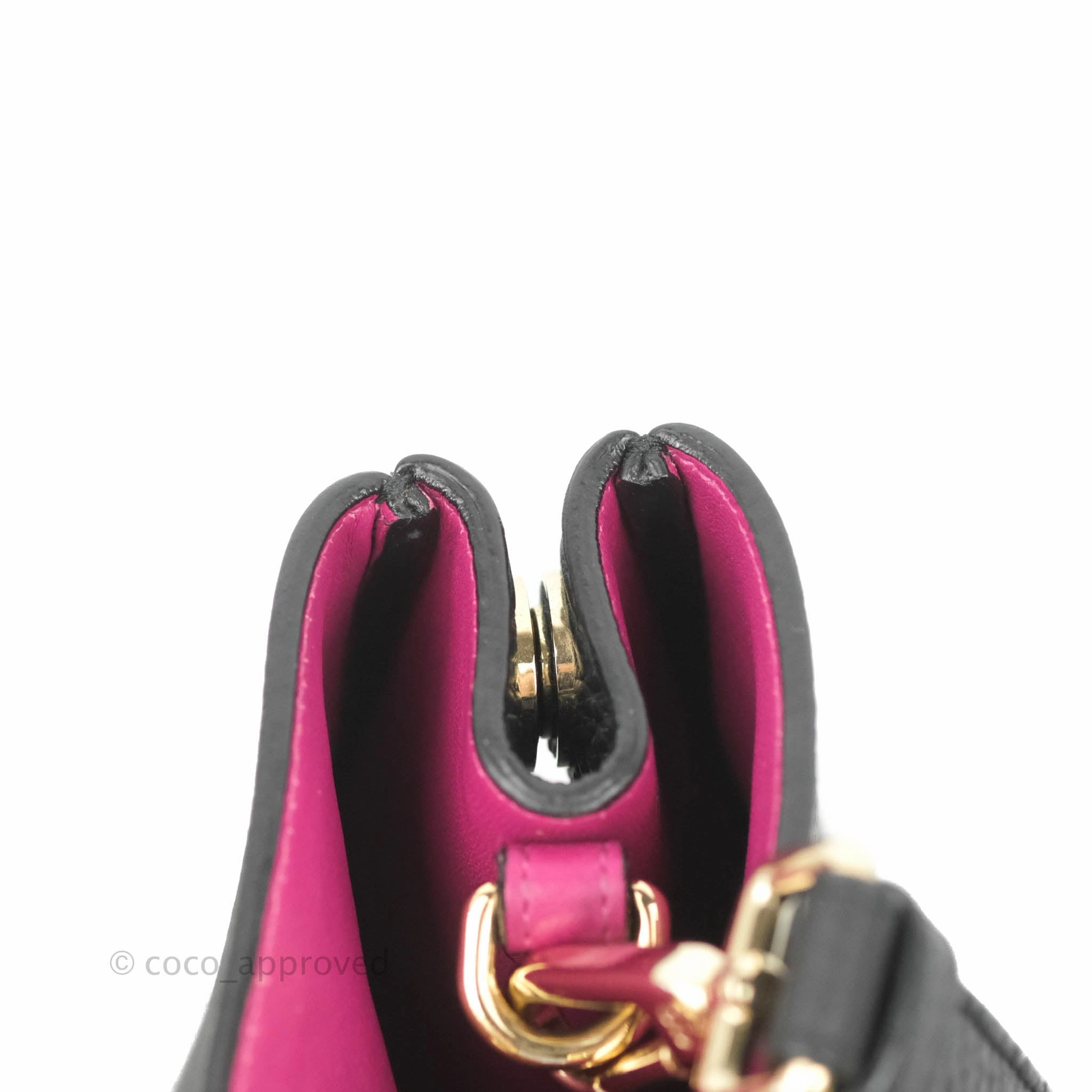 Christian Dior Medium Diorissimo Bag Black Fuchsia Grained Calfskin Gold Hardware