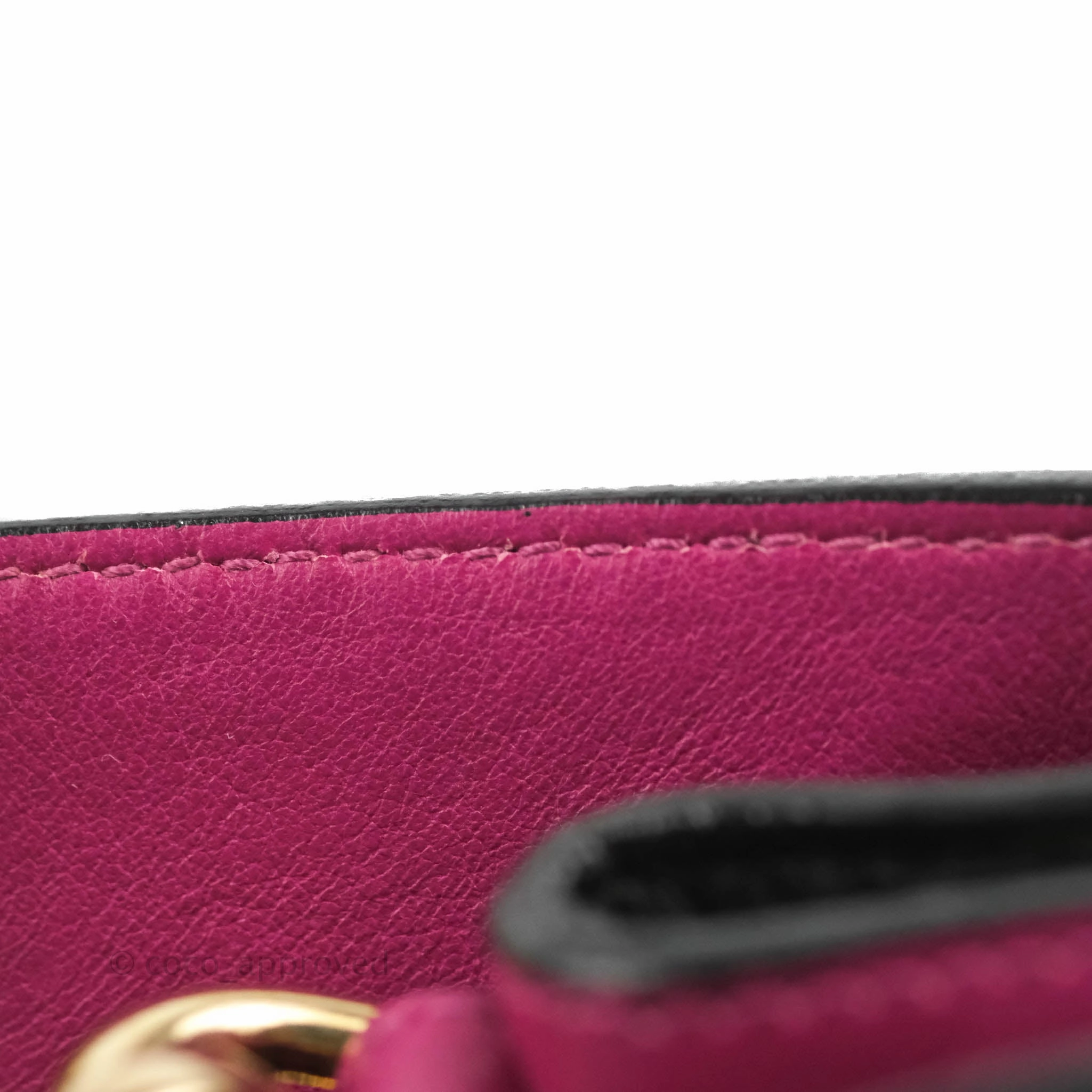 Christian Dior Medium Diorissimo Bag Black Fuchsia Grained Calfskin Gold Hardware