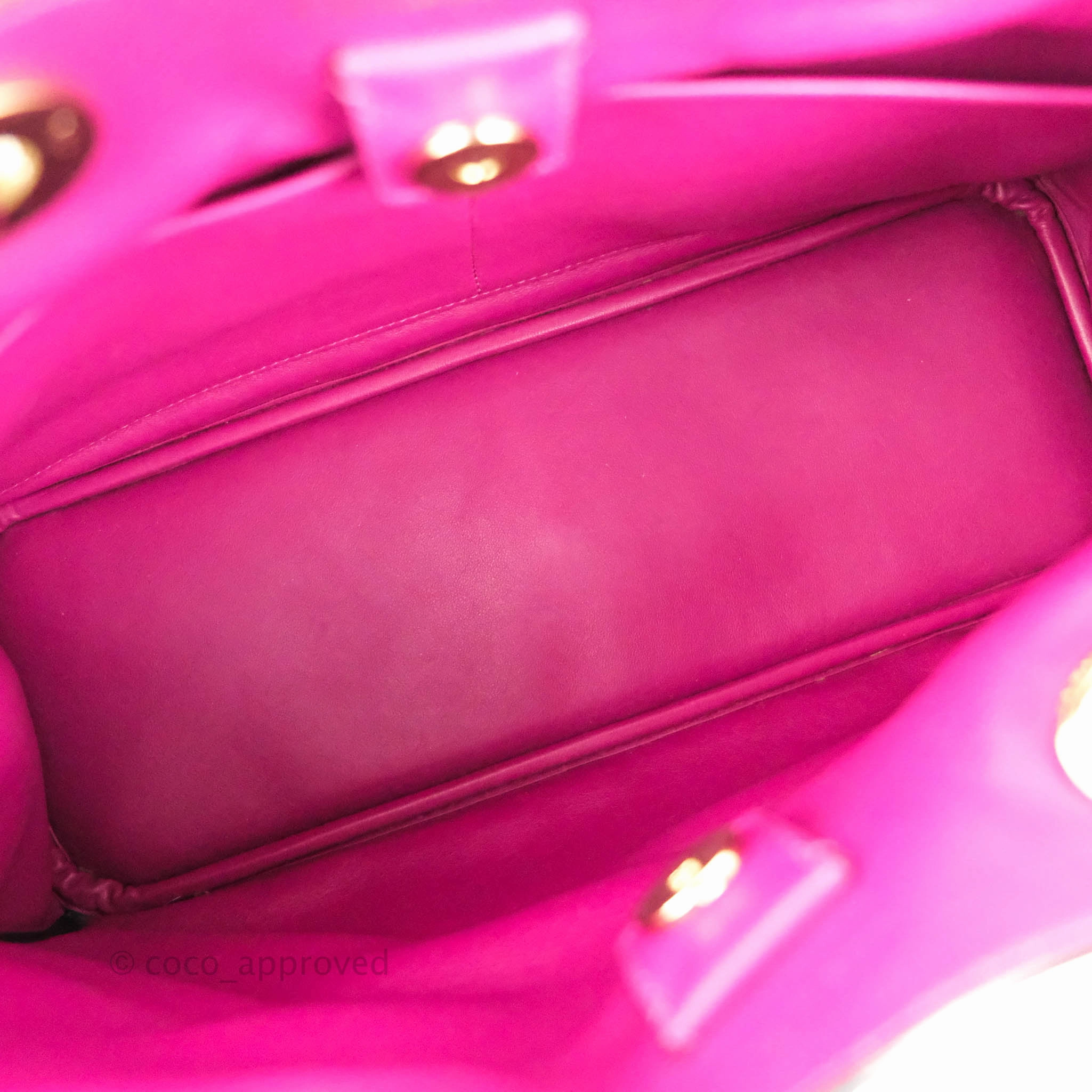 Christian Dior Medium Diorissimo Bag Black Fuchsia Grained Calfskin Gold Hardware