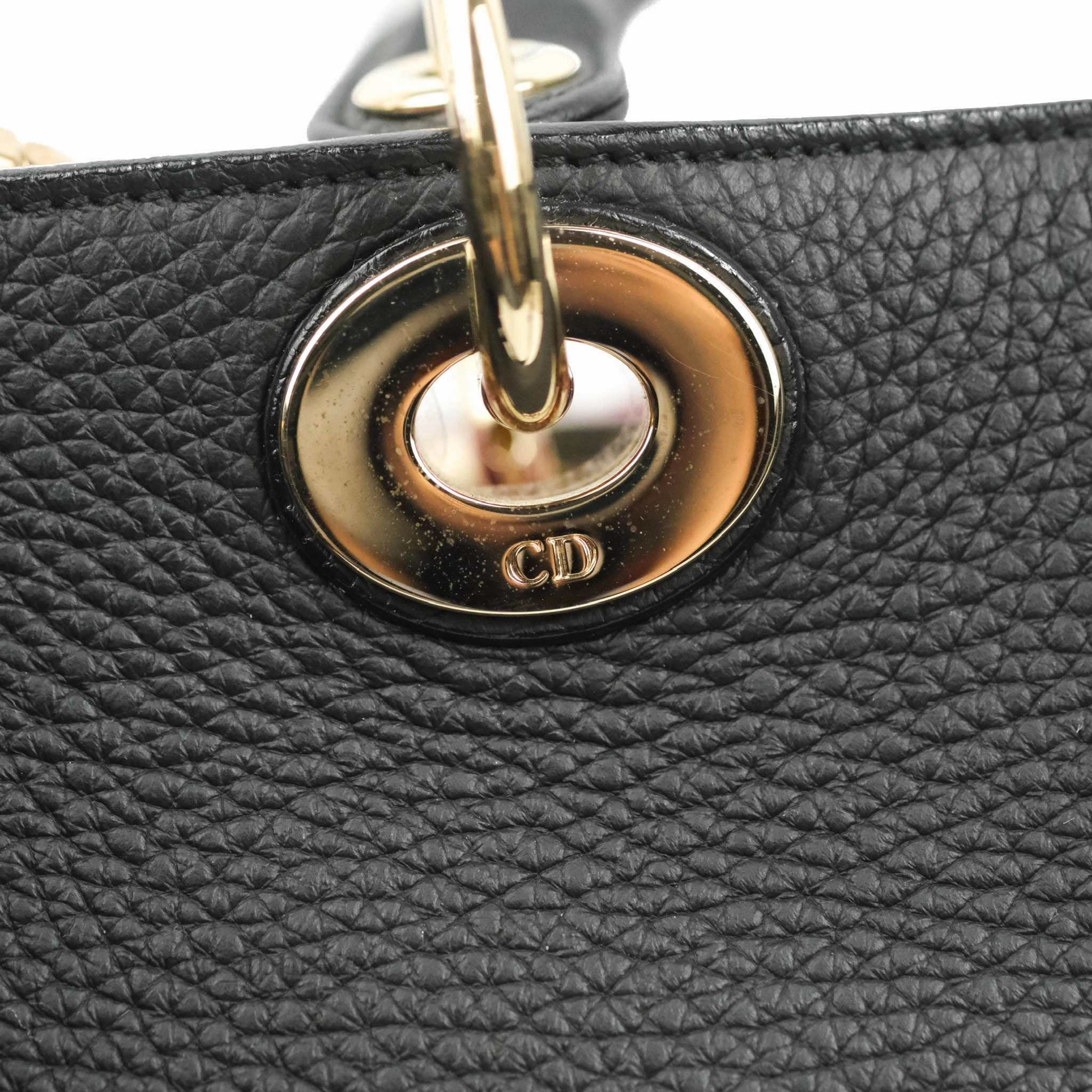 Christian Dior Medium Diorissimo Bag Black Fuchsia Grained Calfskin Gold Hardware
