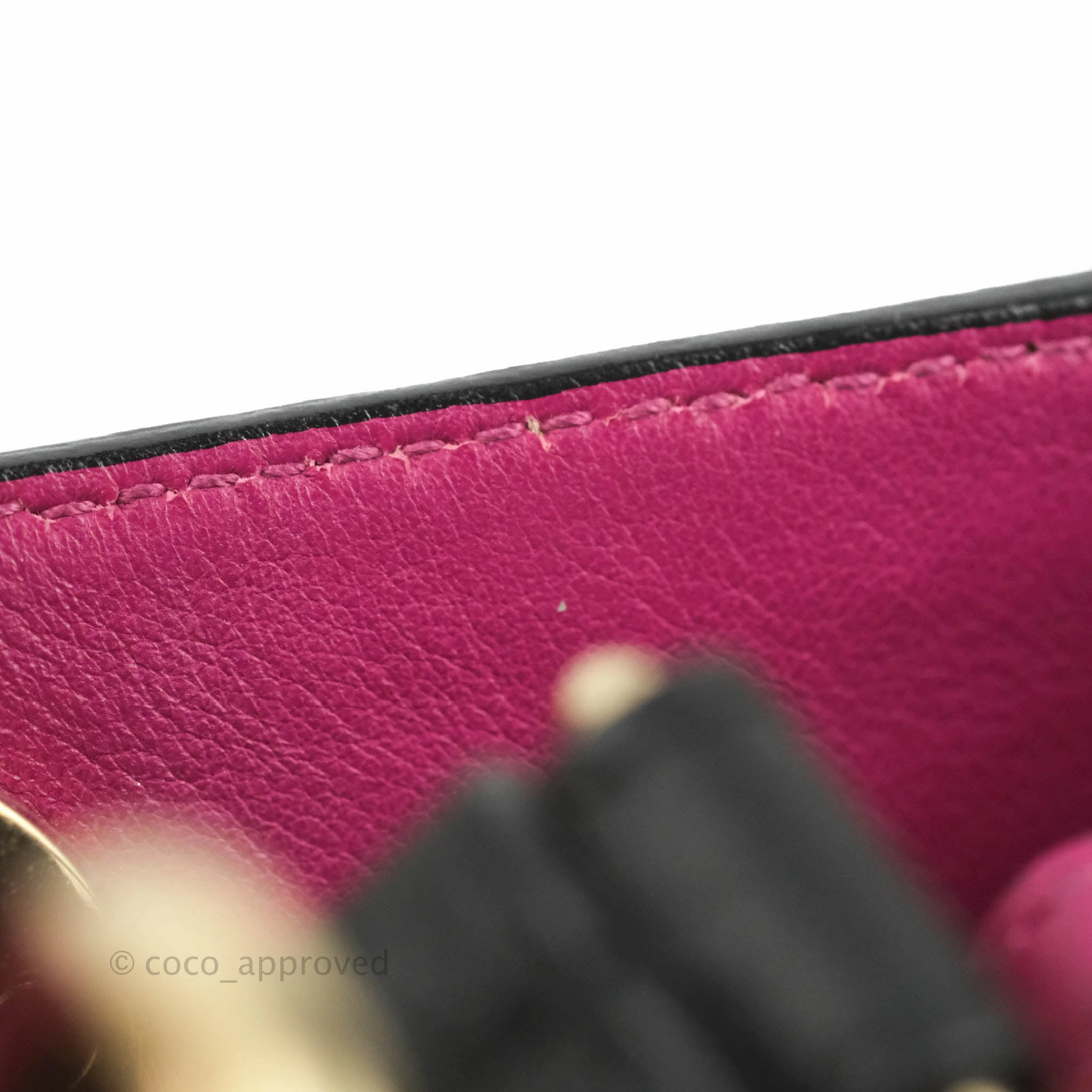 Christian Dior Medium Diorissimo Bag Black Fuchsia Grained Calfskin Gold Hardware