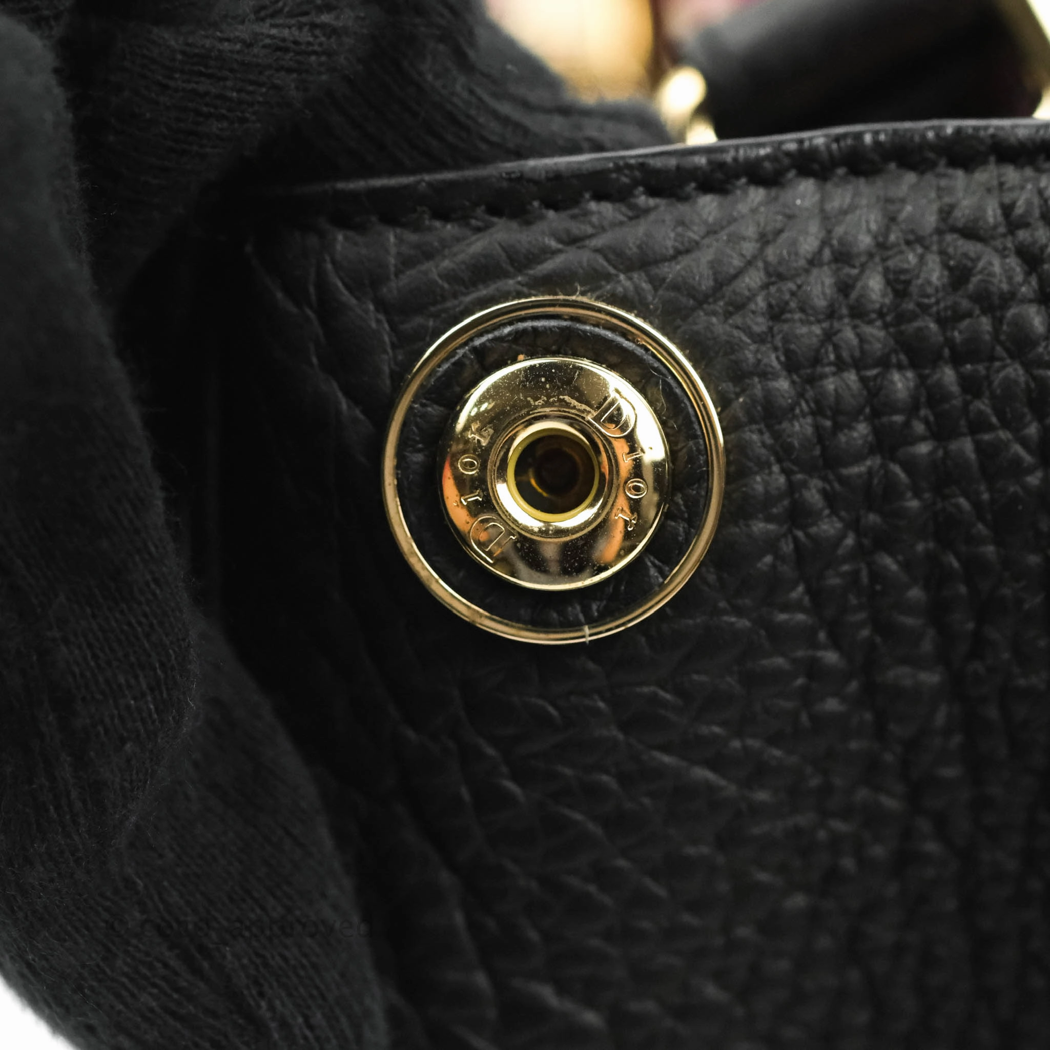 Christian Dior Medium Diorissimo Bag Black Fuchsia Grained Calfskin Gold Hardware