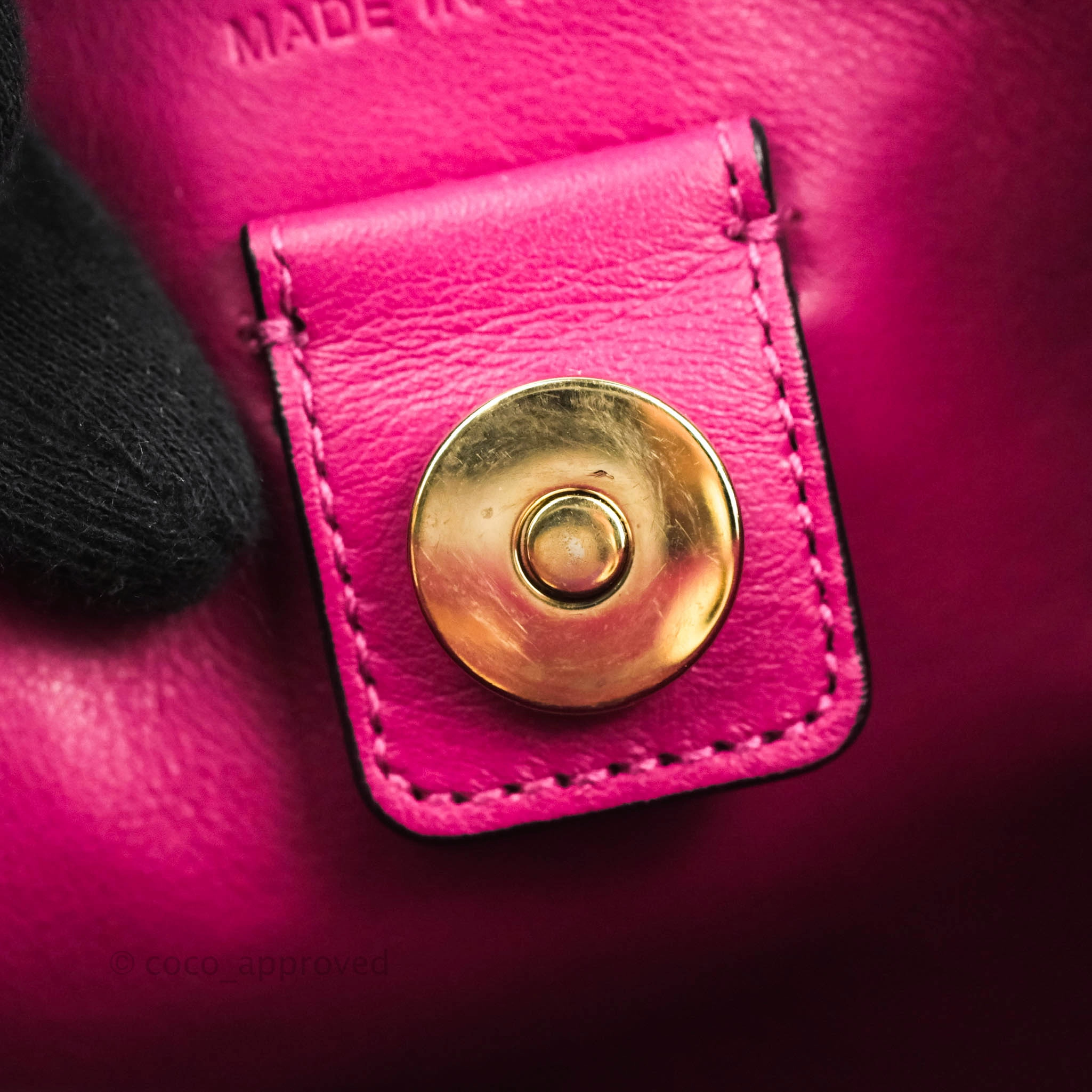 Christian Dior Medium Diorissimo Bag Black Fuchsia Grained Calfskin Gold Hardware