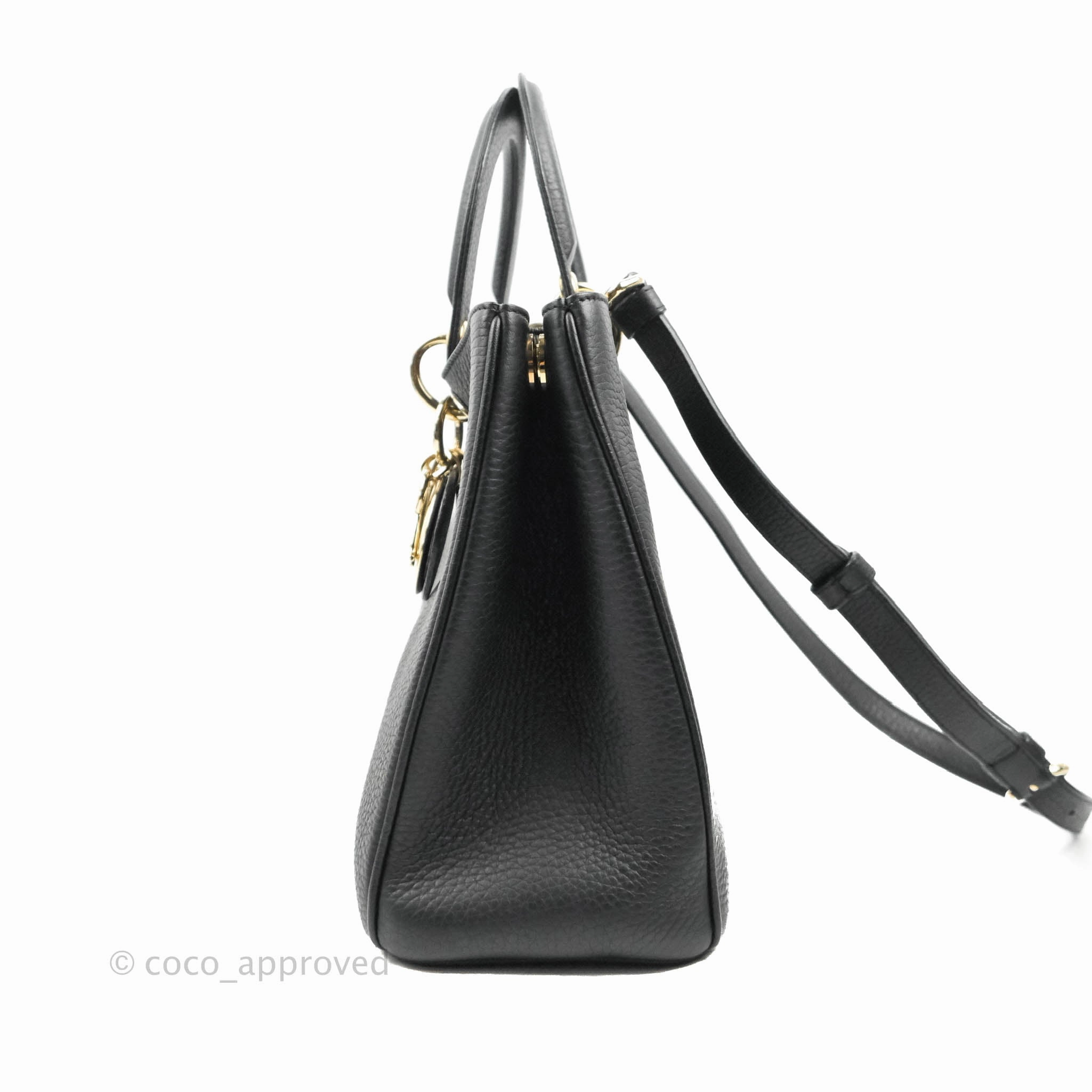 Christian Dior Medium Diorissimo Bag Black Fuchsia Grained Calfskin Gold Hardware