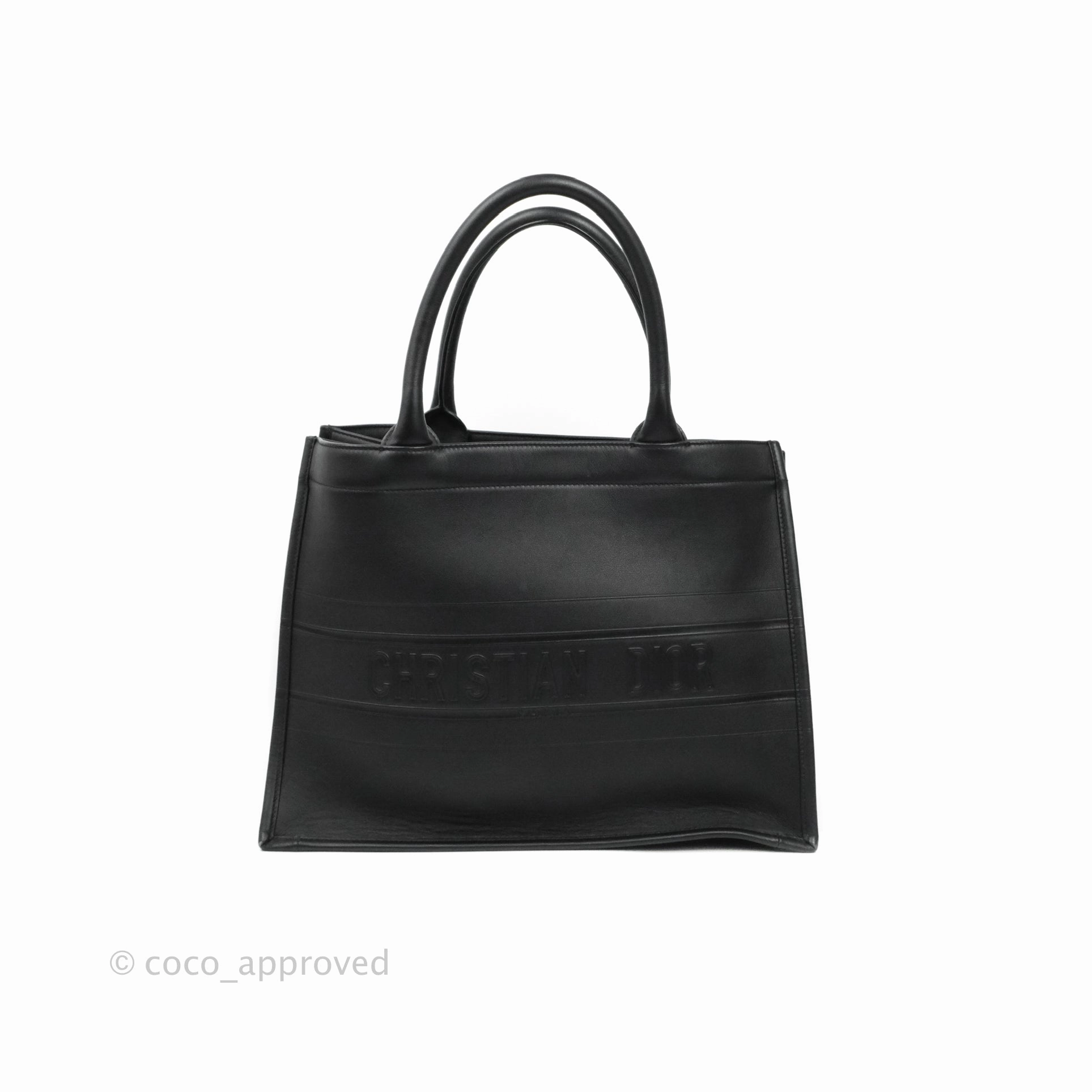 Christian Dior Medium Embossed Book Tote Black Calfskin