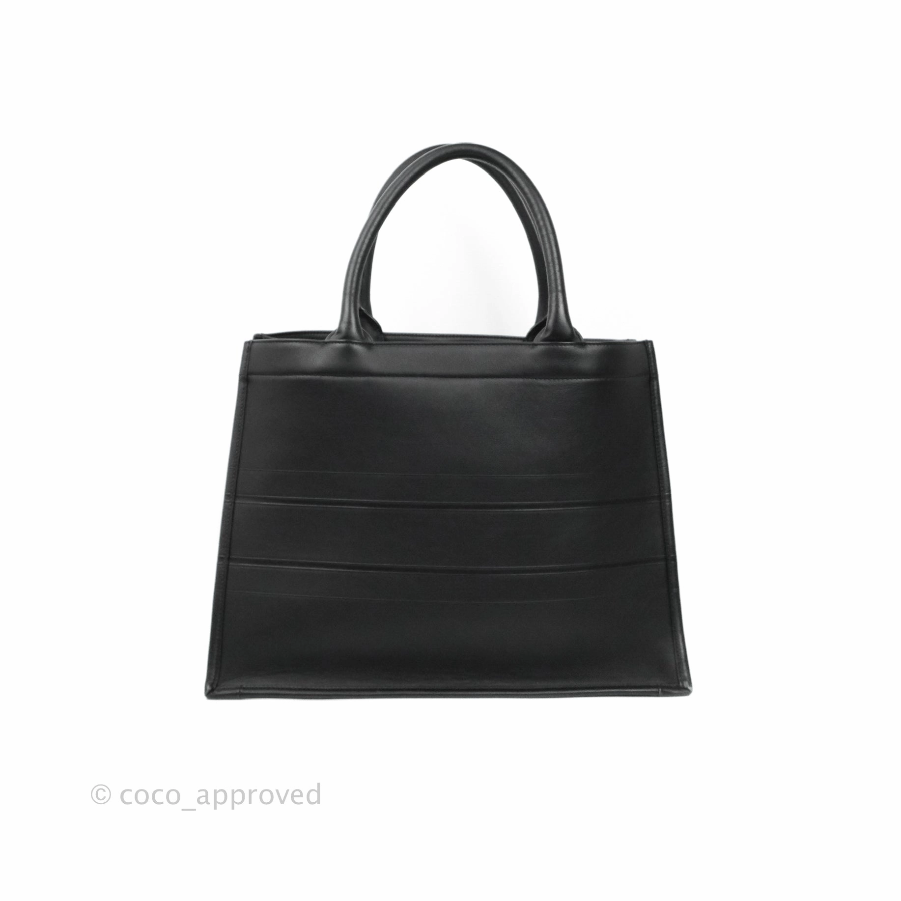 Christian Dior Medium Embossed Book Tote Black Calfskin