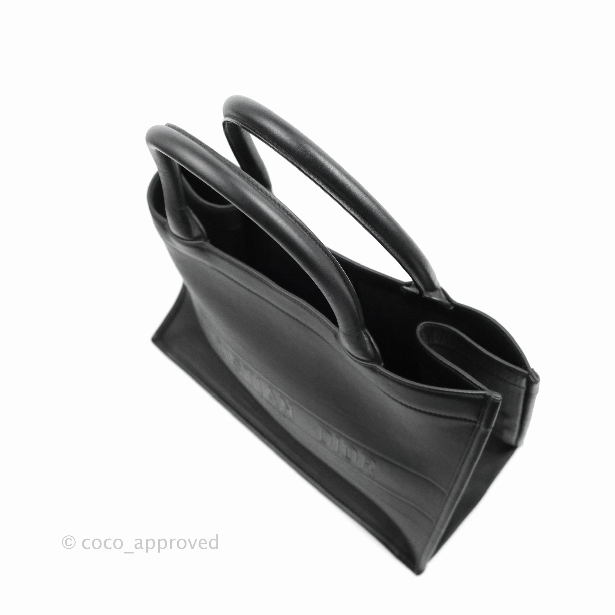 Christian Dior Medium Embossed Book Tote Black Calfskin