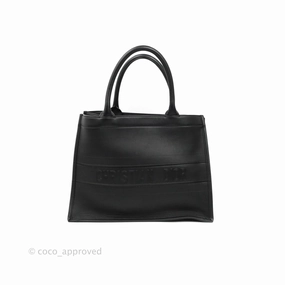Christian Dior Medium Embossed Book Tote Black Calfskin