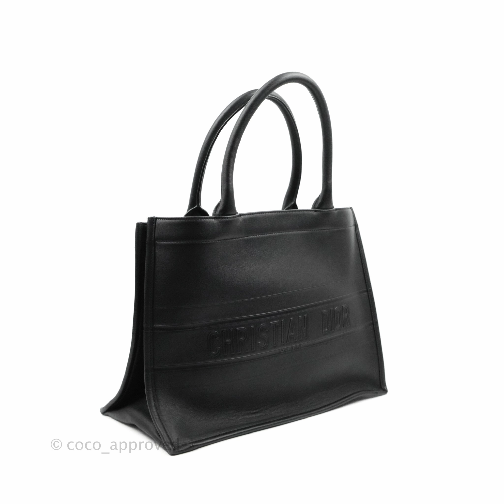 Christian Dior Medium Embossed Book Tote Black Calfskin