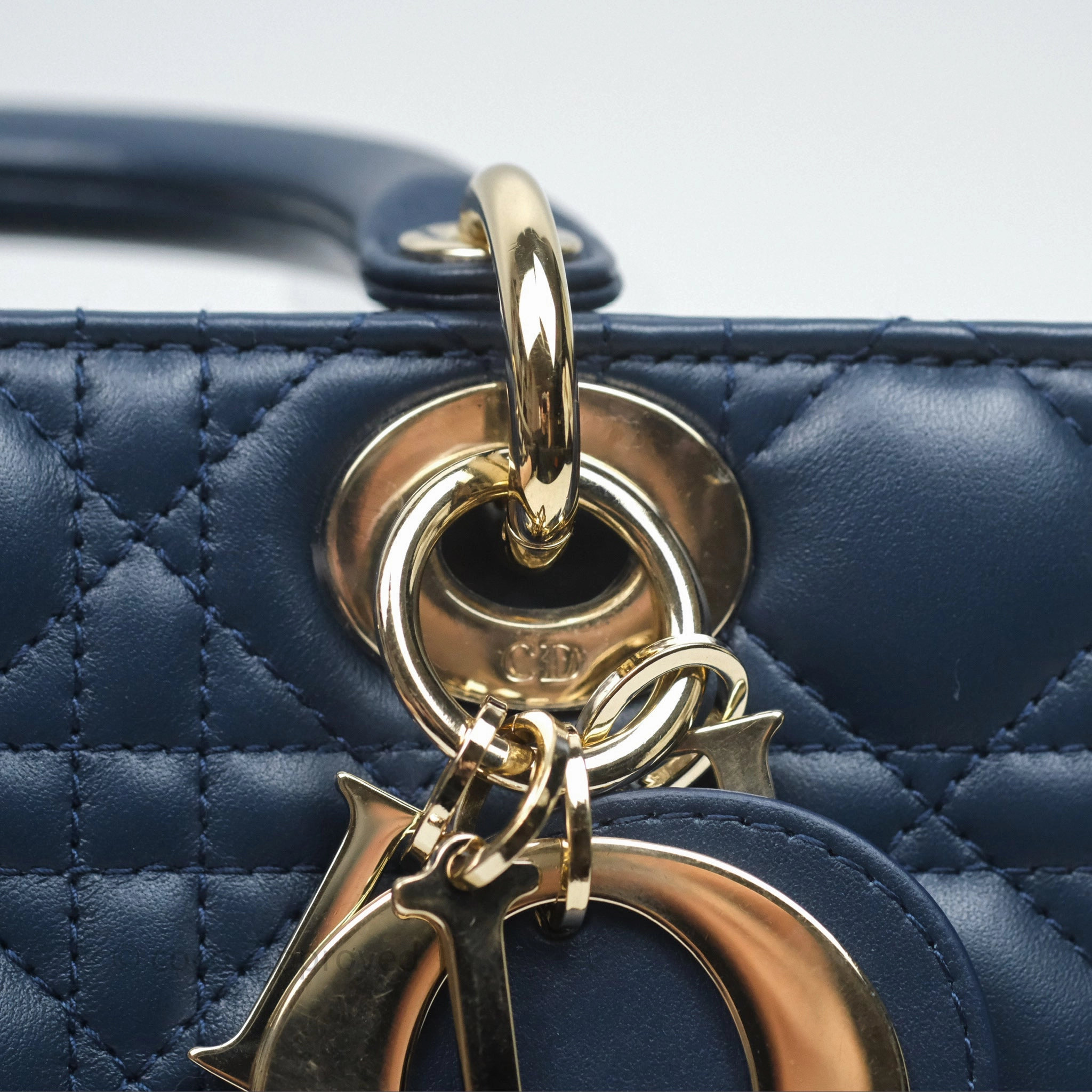 Christian Dior Medium Lady D-Joy Bag Deep Ocean Blue Cannage Lambskin