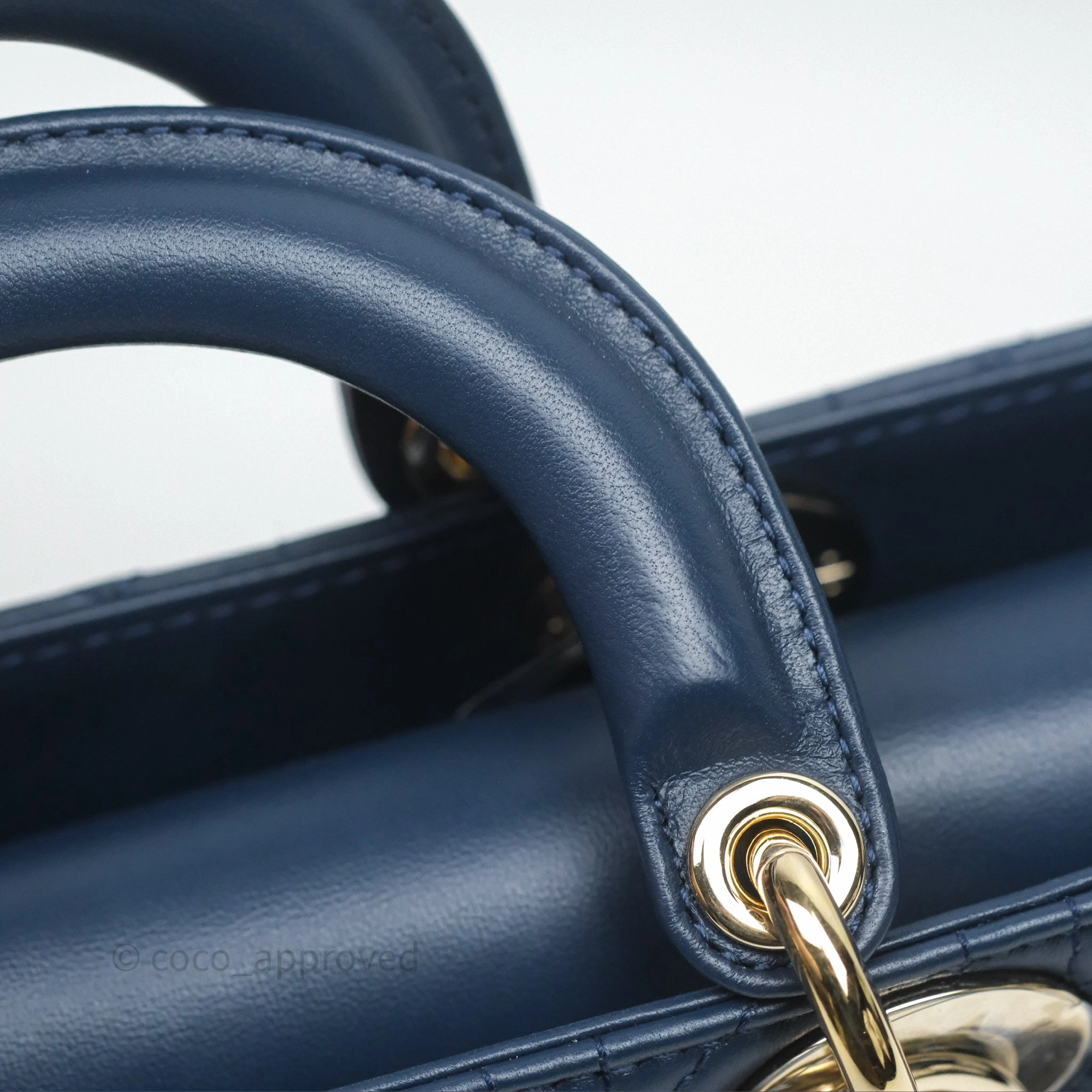 Christian Dior Medium Lady D-Joy Bag Deep Ocean Blue Cannage Lambskin