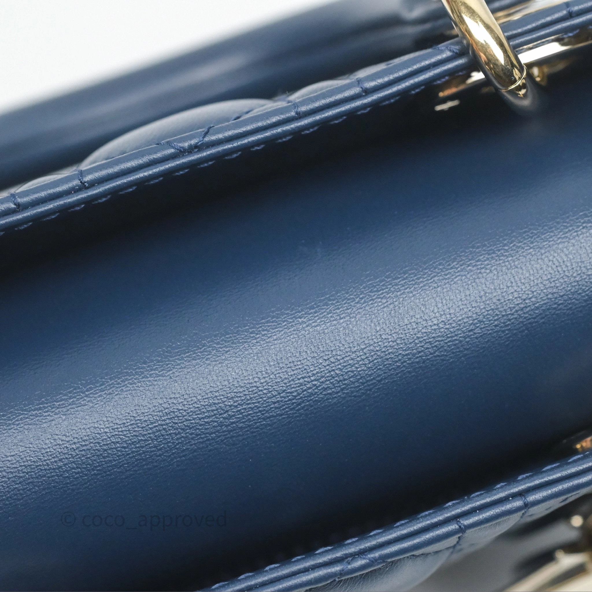 Christian Dior Medium Lady D-Joy Bag Deep Ocean Blue Cannage Lambskin
