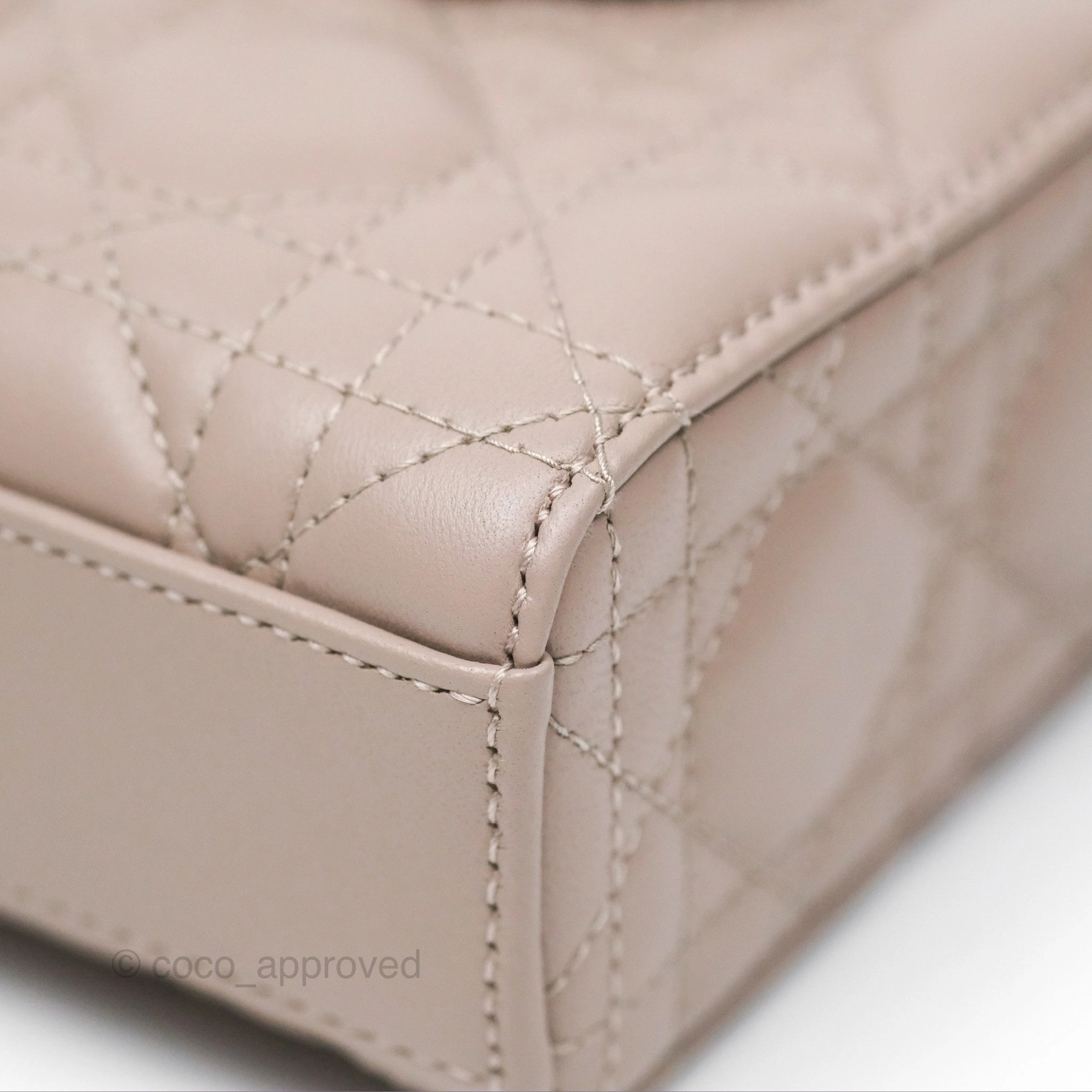 Christian Dior Medium Lady D-Joy Bag Warm Taupe Lambskin Gold Hardware