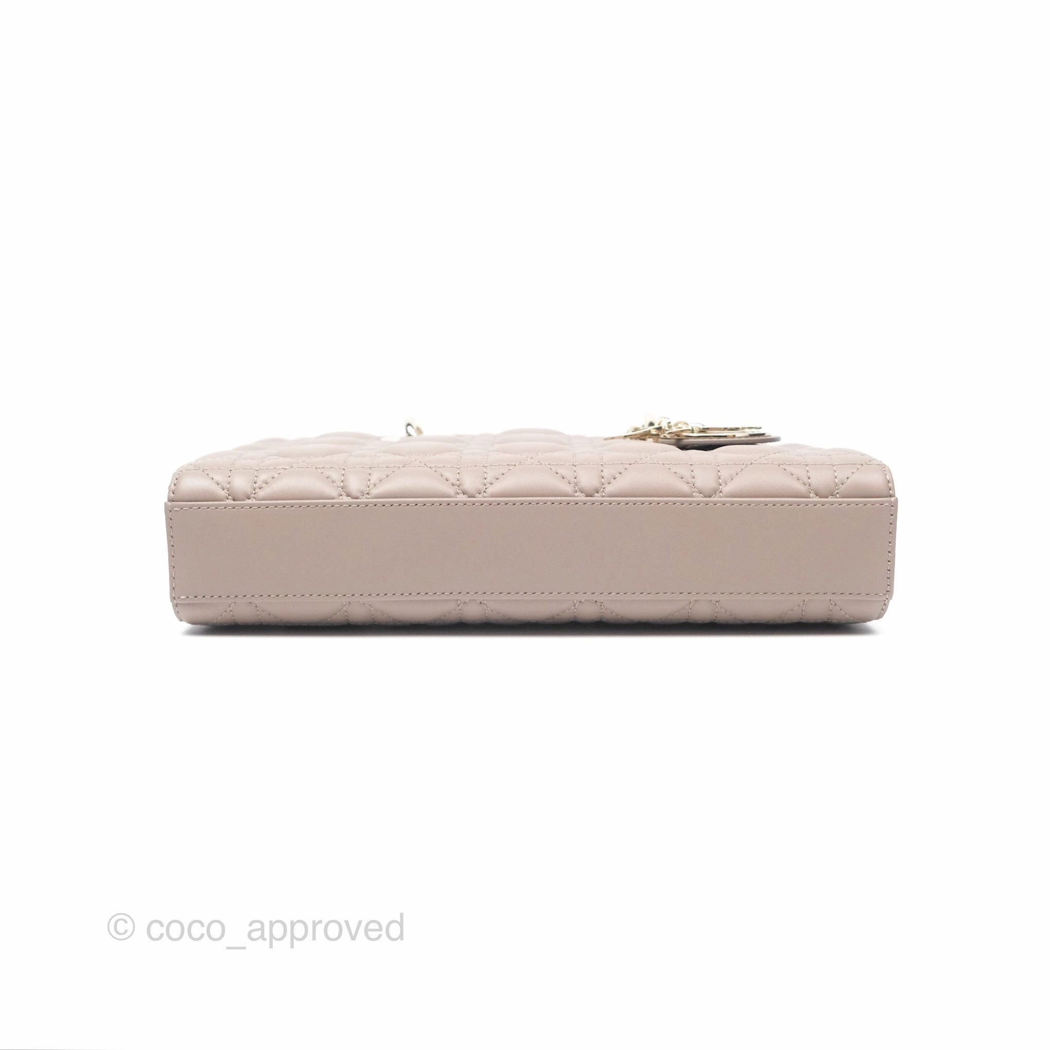Christian Dior Medium Lady D-Joy Bag Warm Taupe Lambskin Gold Hardware