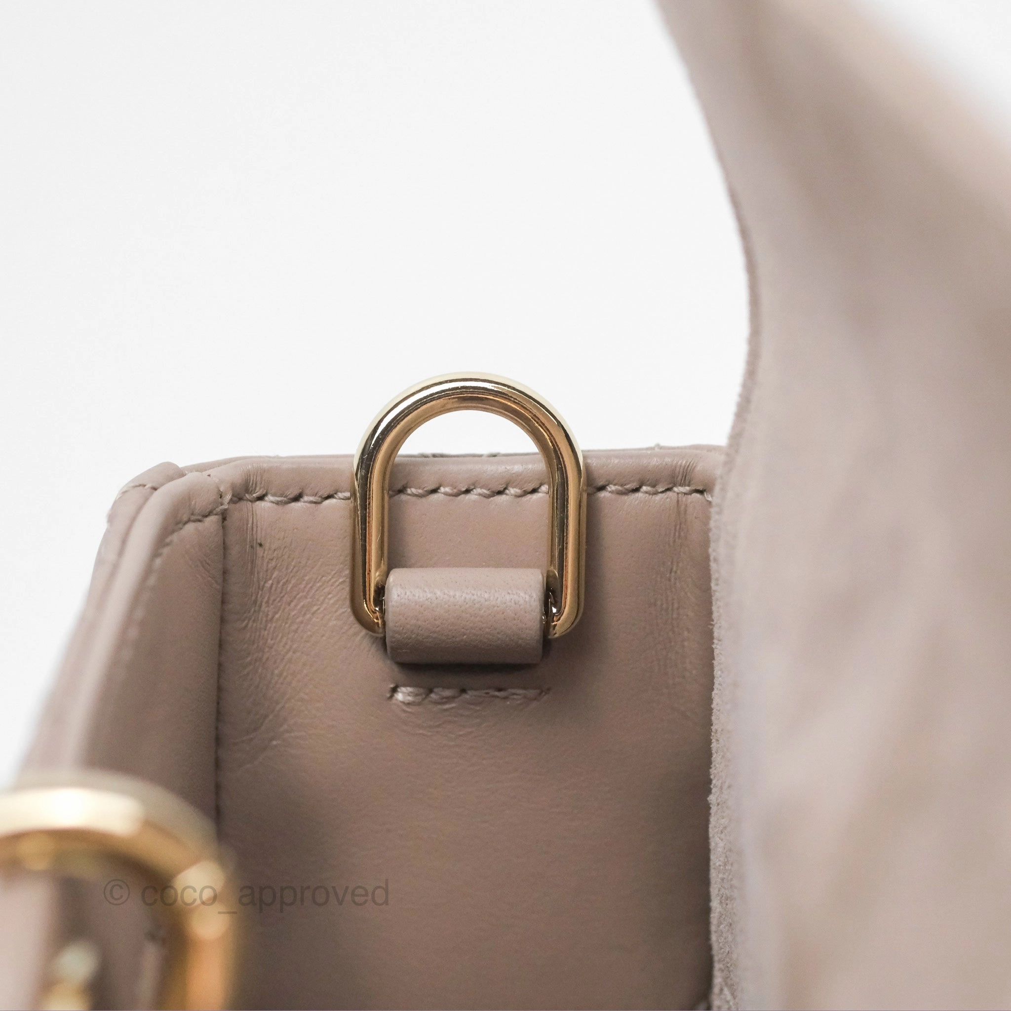 Christian Dior Medium Lady D-Joy Bag Warm Taupe Lambskin Gold Hardware