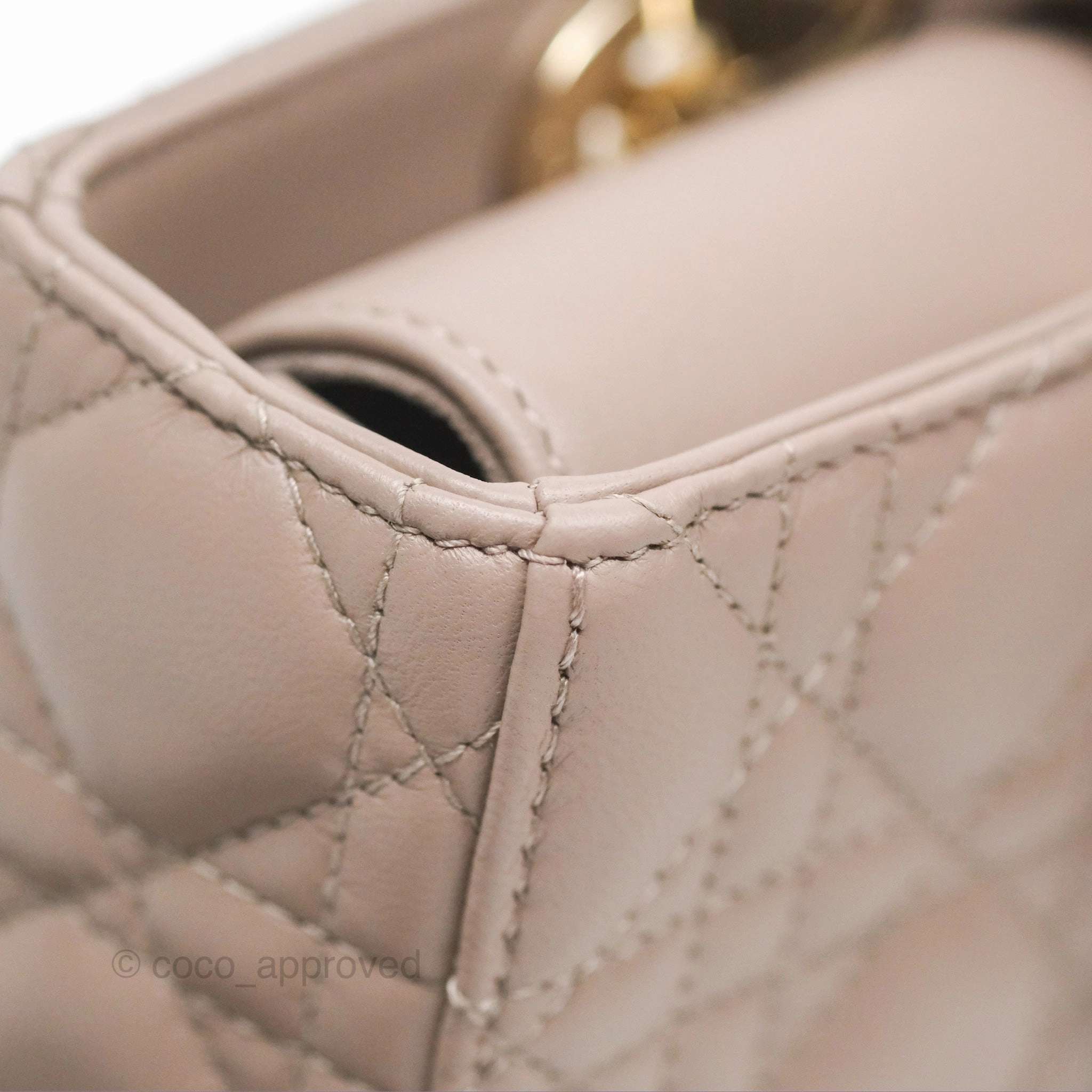 Christian Dior Medium Lady D-Joy Bag Warm Taupe Lambskin Gold Hardware