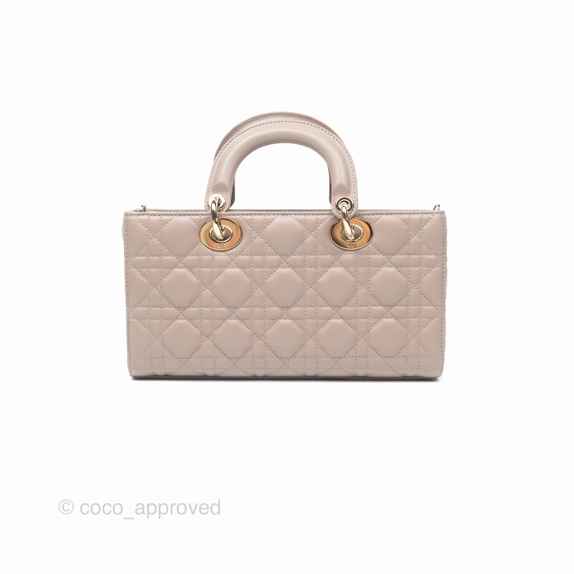 Christian Dior Medium Lady D-Joy Bag Warm Taupe Lambskin Gold Hardware