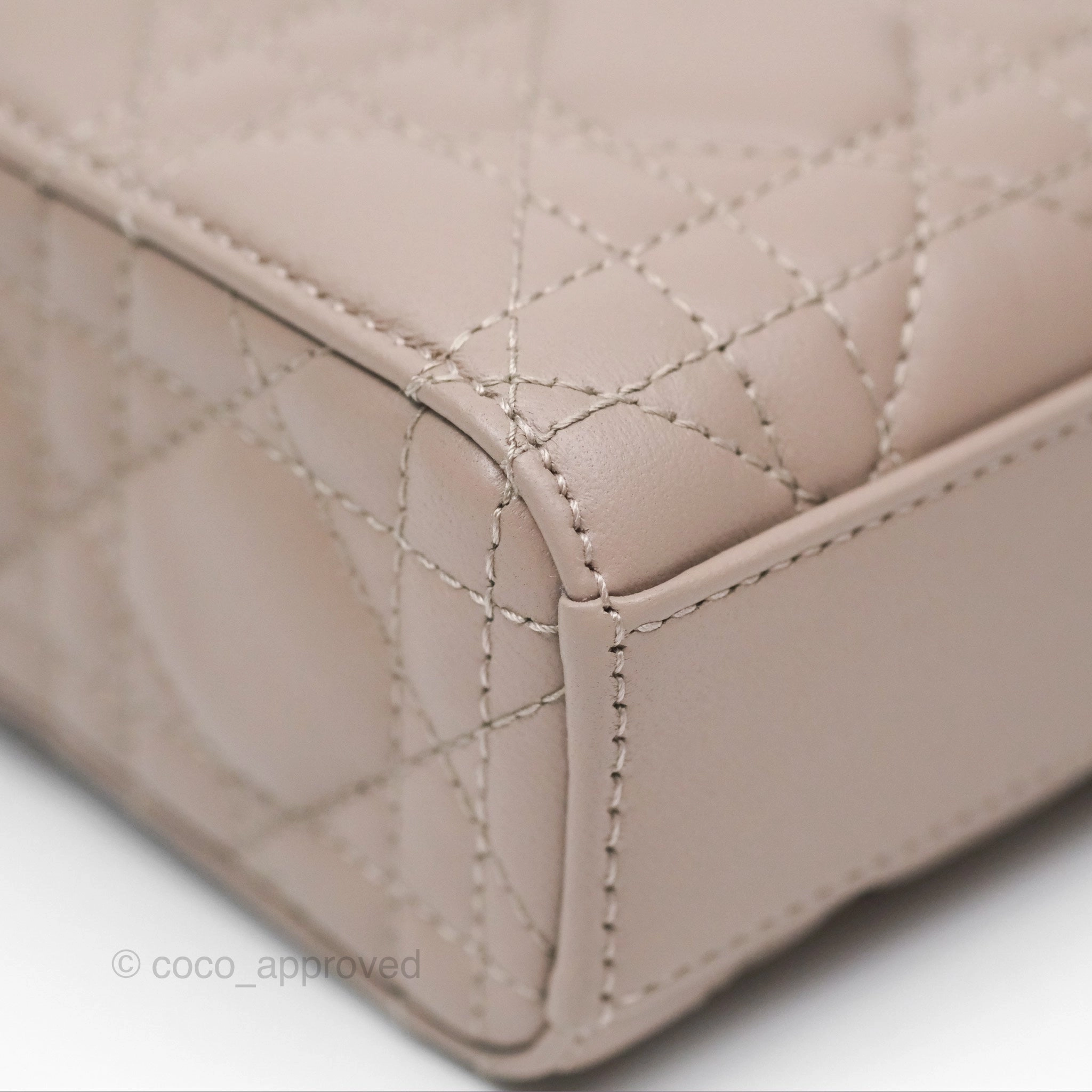 Christian Dior Medium Lady D-Joy Bag Warm Taupe Lambskin Gold Hardware