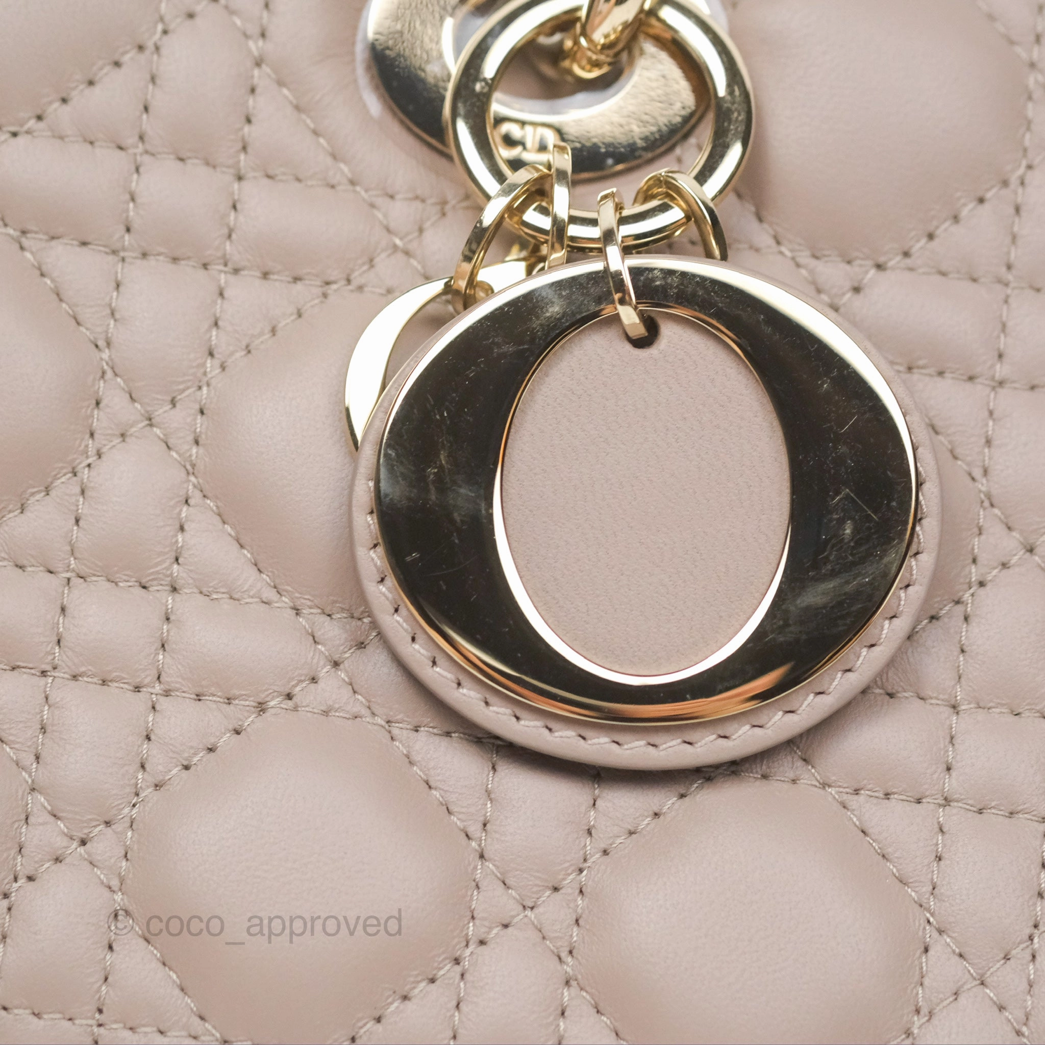 Christian Dior Medium Lady D-Joy Bag Warm Taupe Lambskin Gold Hardware
