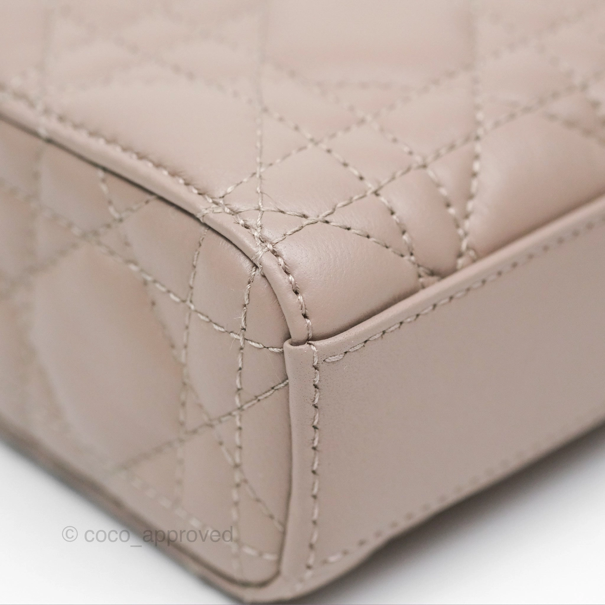 Christian Dior Medium Lady D-Joy Bag Warm Taupe Lambskin Gold Hardware