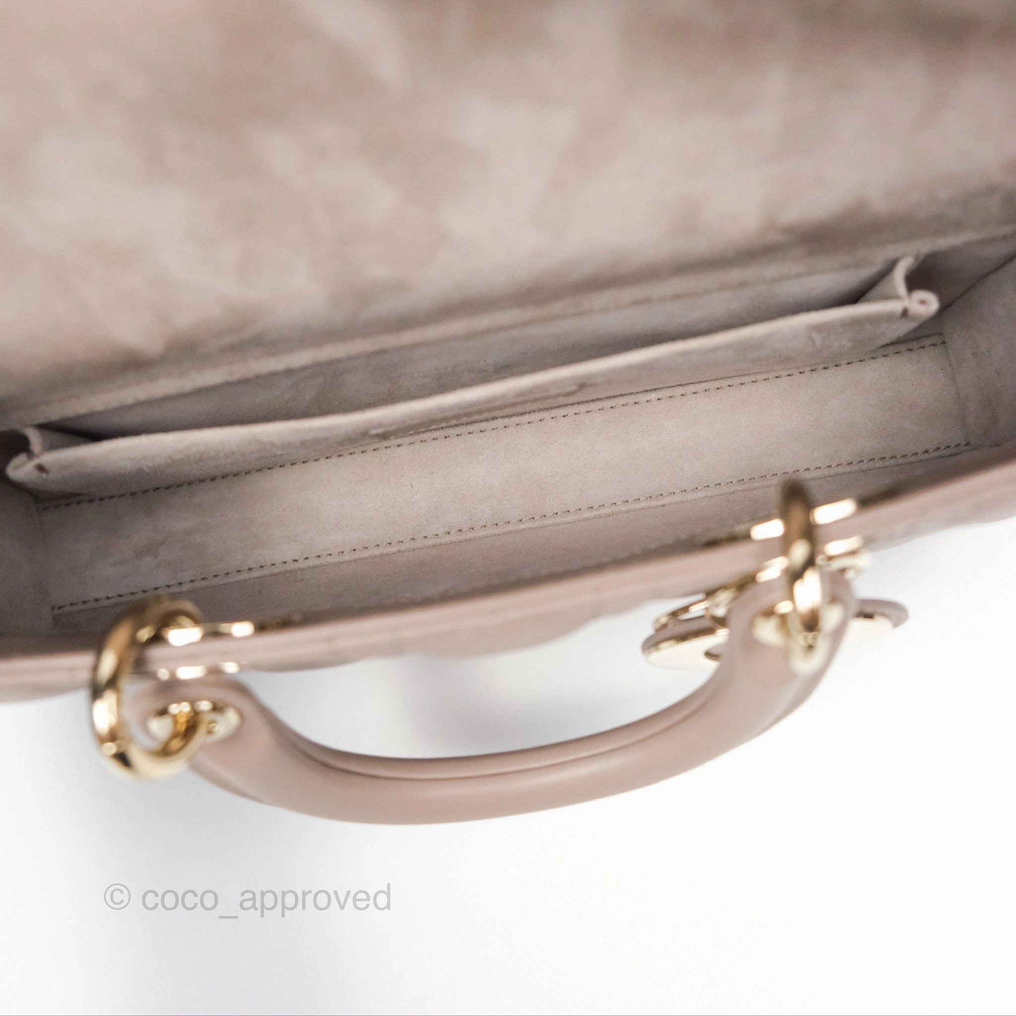 Christian Dior Medium Lady D-Joy Bag Warm Taupe Lambskin Gold Hardware