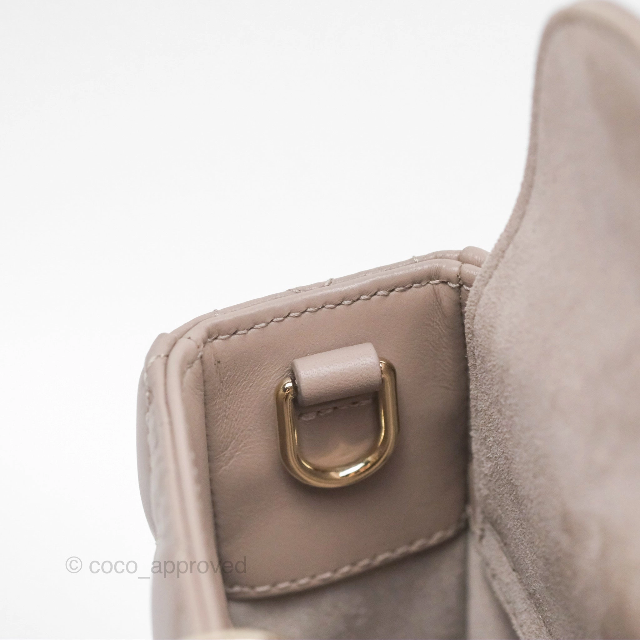 Christian Dior Medium Lady D-Joy Bag Warm Taupe Lambskin Gold Hardware