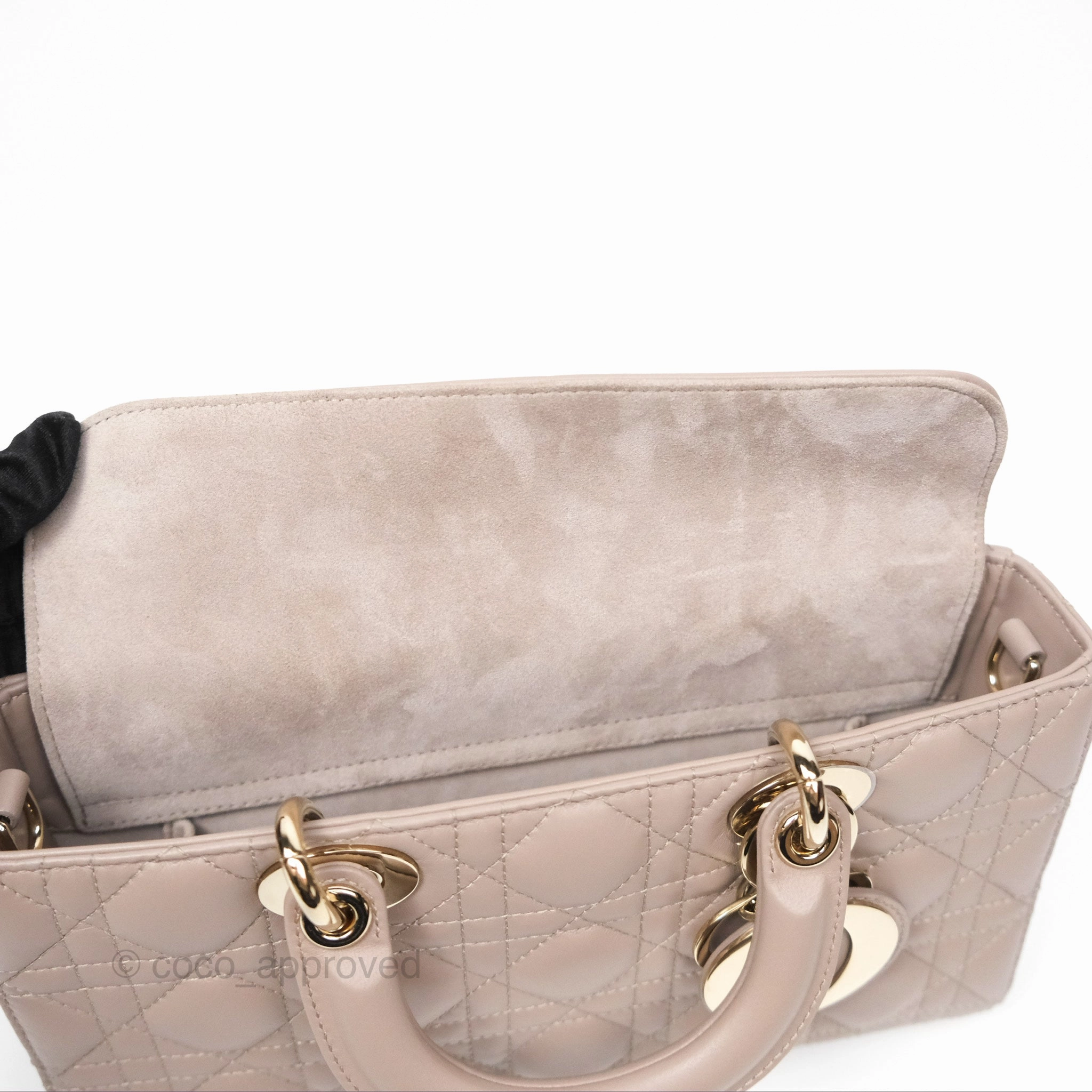 Christian Dior Medium Lady D-Joy Bag Warm Taupe Lambskin Gold Hardware