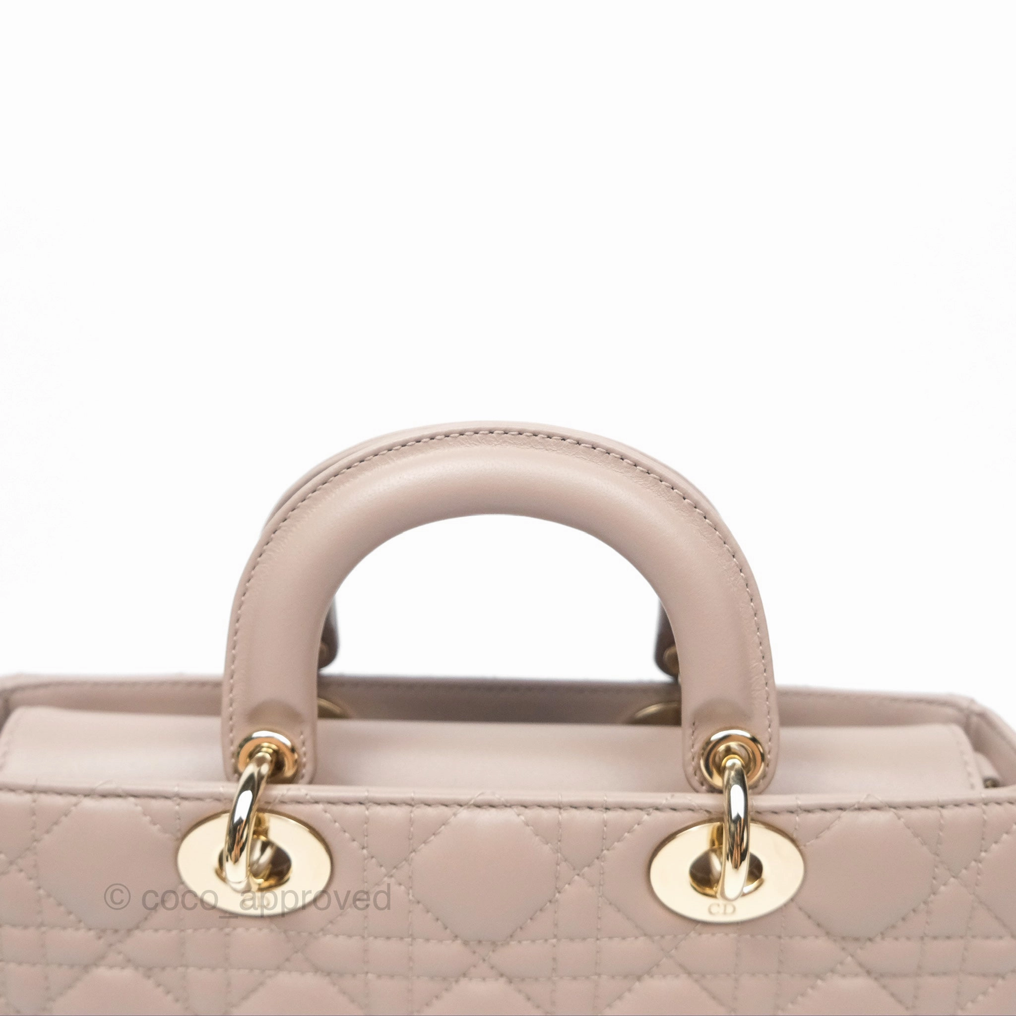 Christian Dior Medium Lady D-Joy Bag Warm Taupe Lambskin Gold Hardware