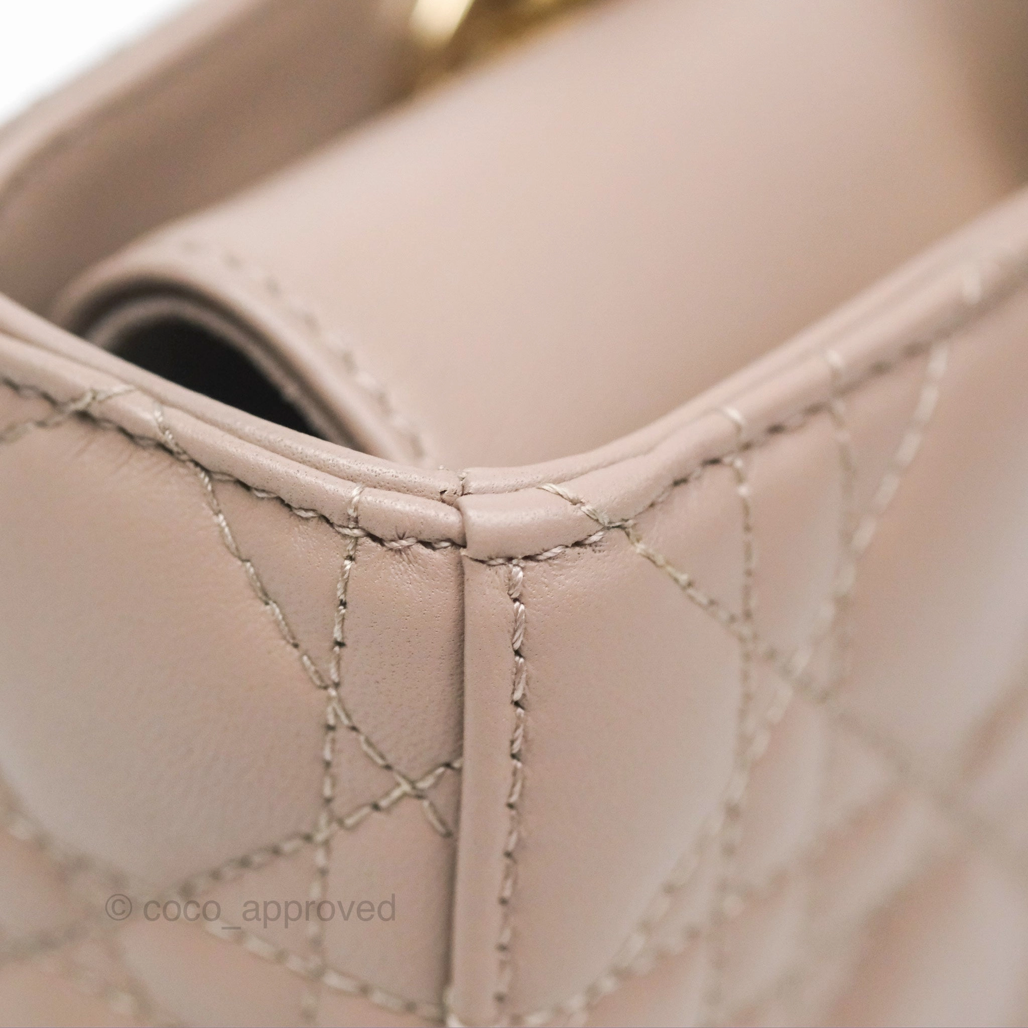 Christian Dior Medium Lady D-Joy Bag Warm Taupe Lambskin Gold Hardware