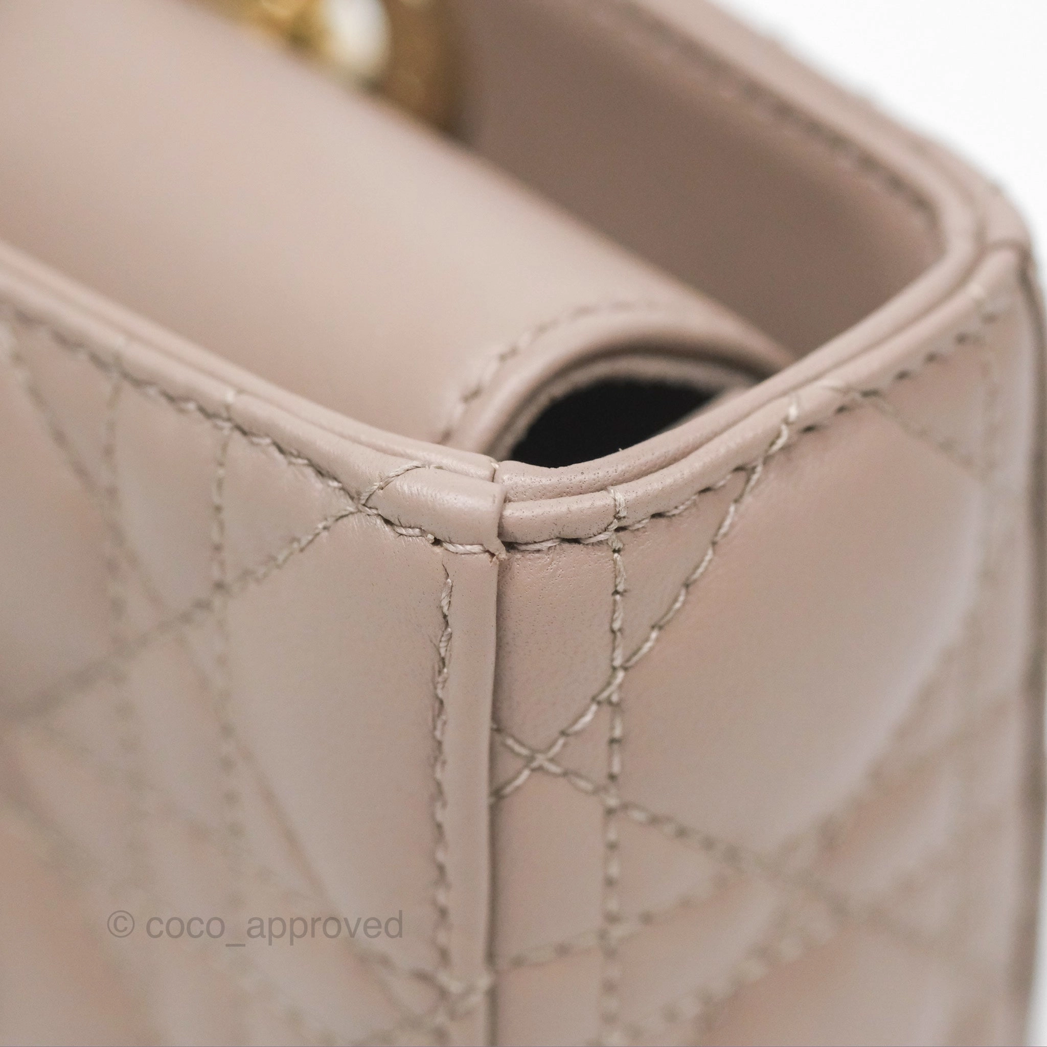 Christian Dior Medium Lady D-Joy Bag Warm Taupe Lambskin Gold Hardware