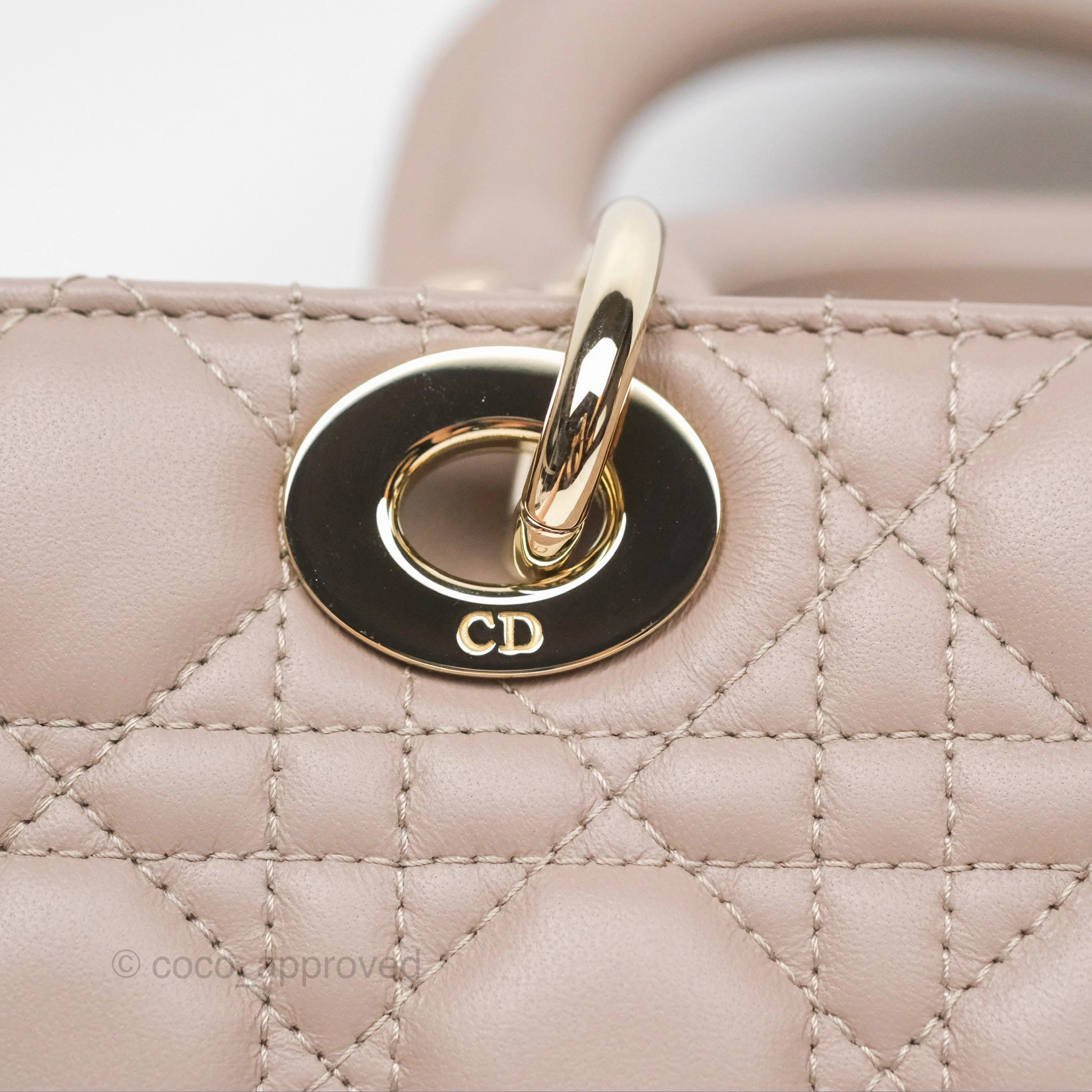 Christian Dior Medium Lady D-Joy Bag Warm Taupe Lambskin Gold Hardware