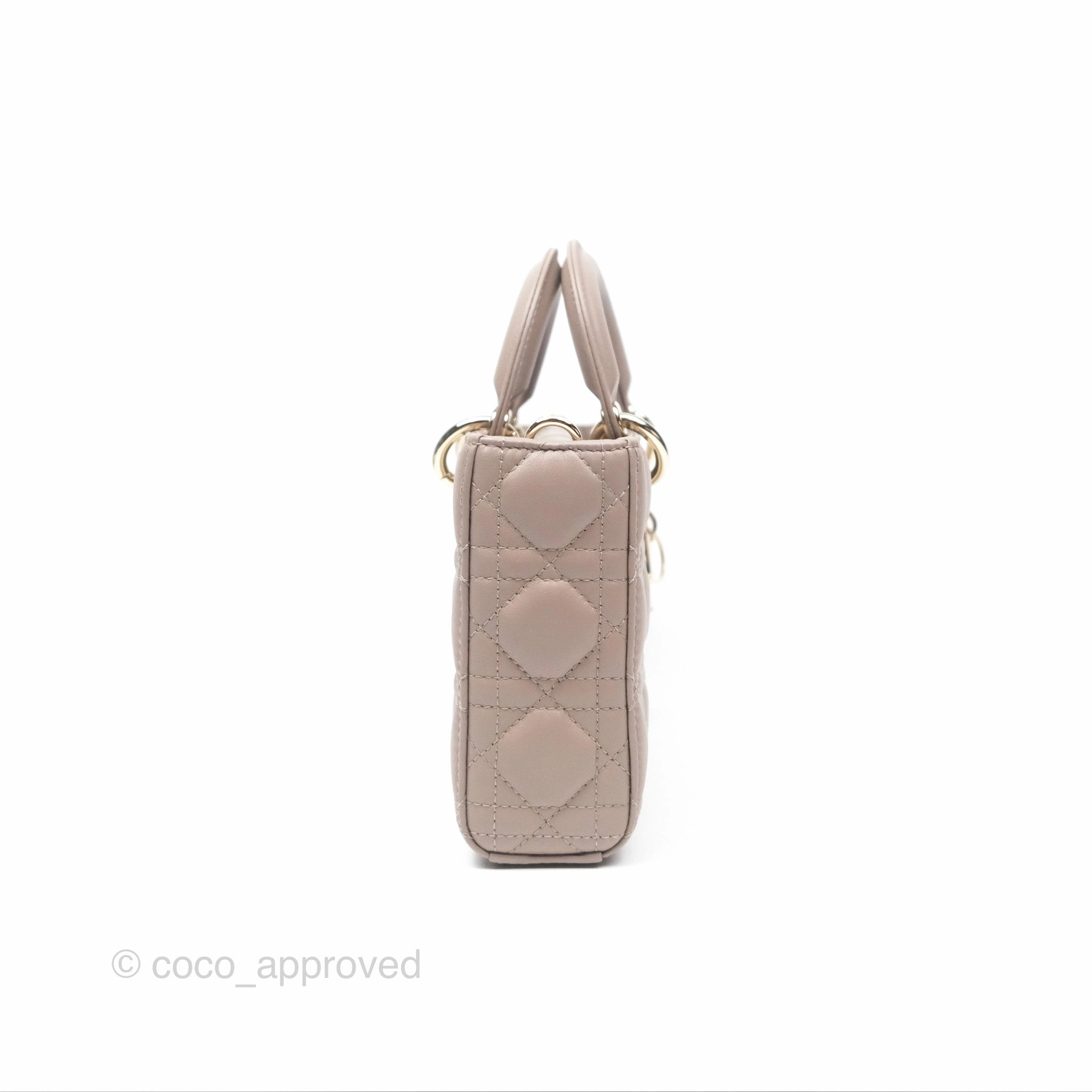 Christian Dior Medium Lady D-Joy Bag Warm Taupe Lambskin Gold Hardware
