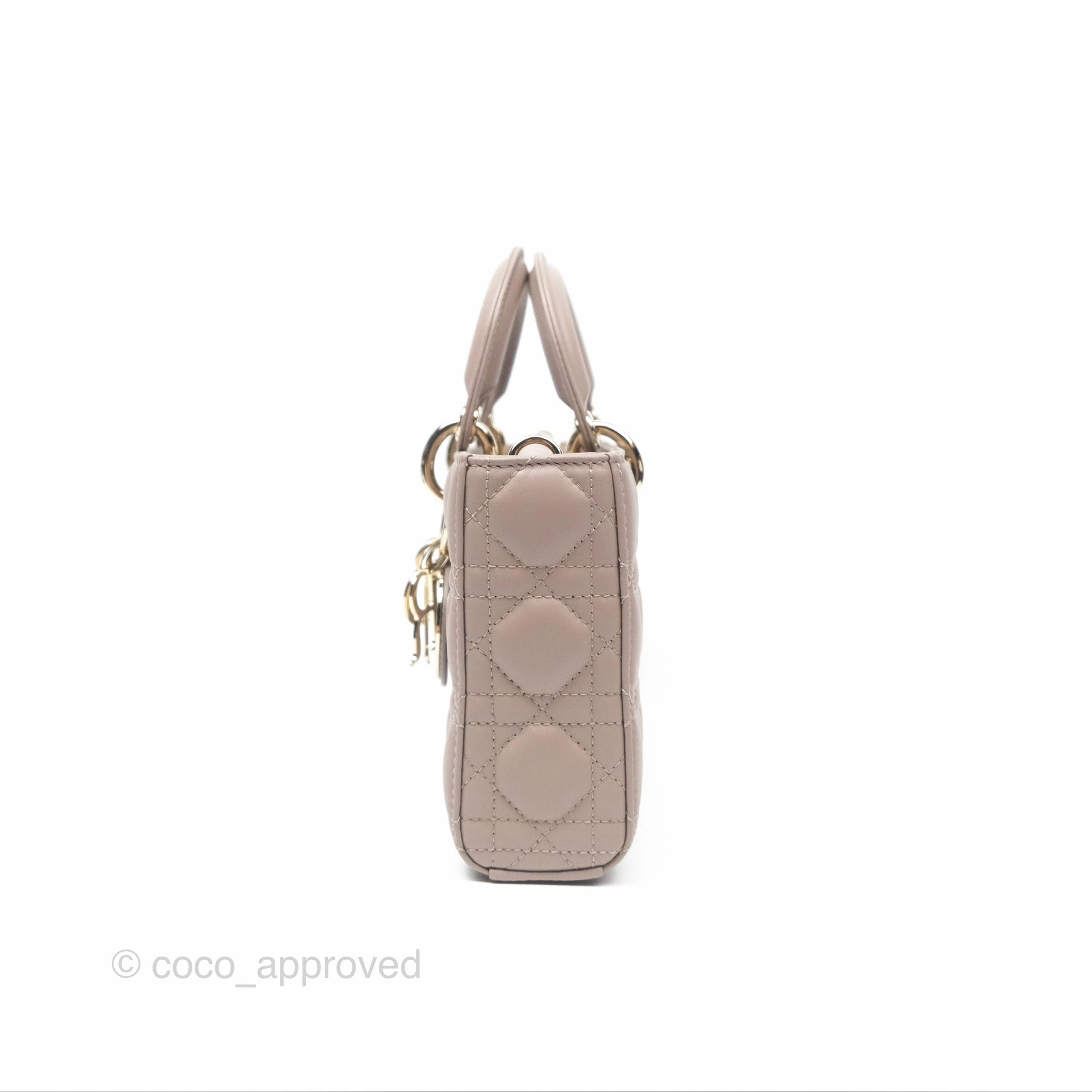 Christian Dior Medium Lady D-Joy Bag Warm Taupe Lambskin Gold Hardware