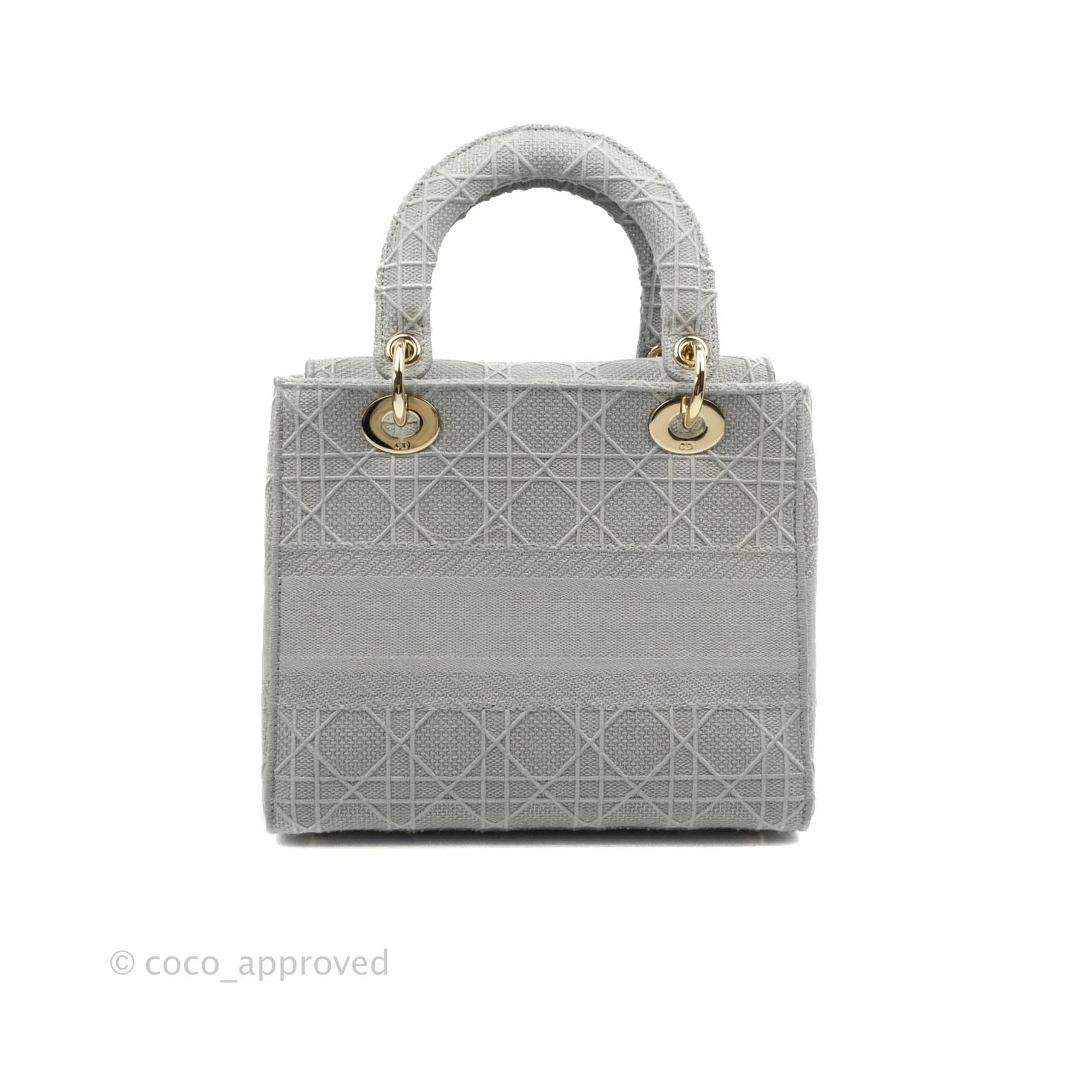 Christian Dior Medium Lady D-Lite Bag Gray Cannage Embroidery Gold Hardware