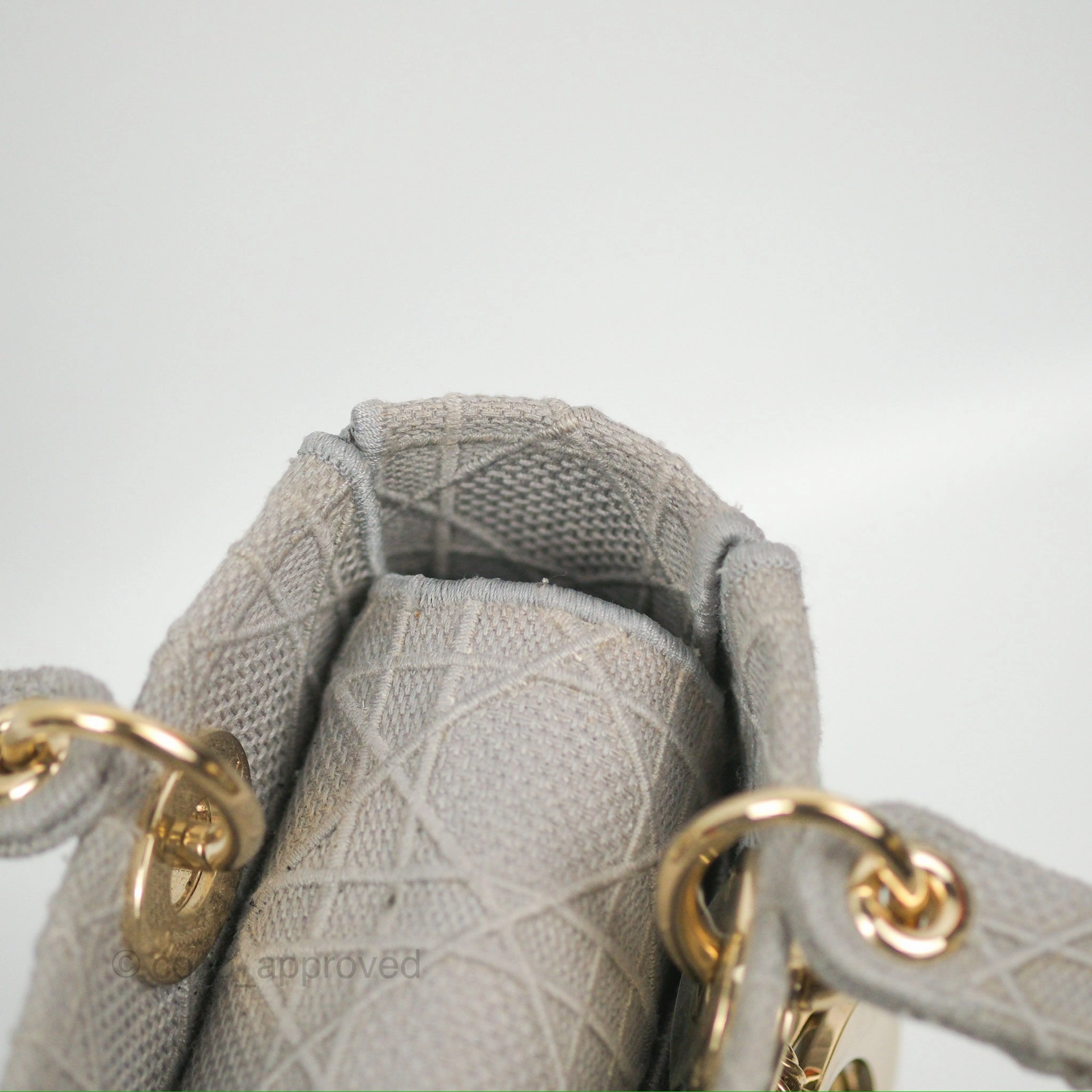Christian Dior Medium Lady D-Lite Bag Gray Cannage Embroidery Gold Hardware