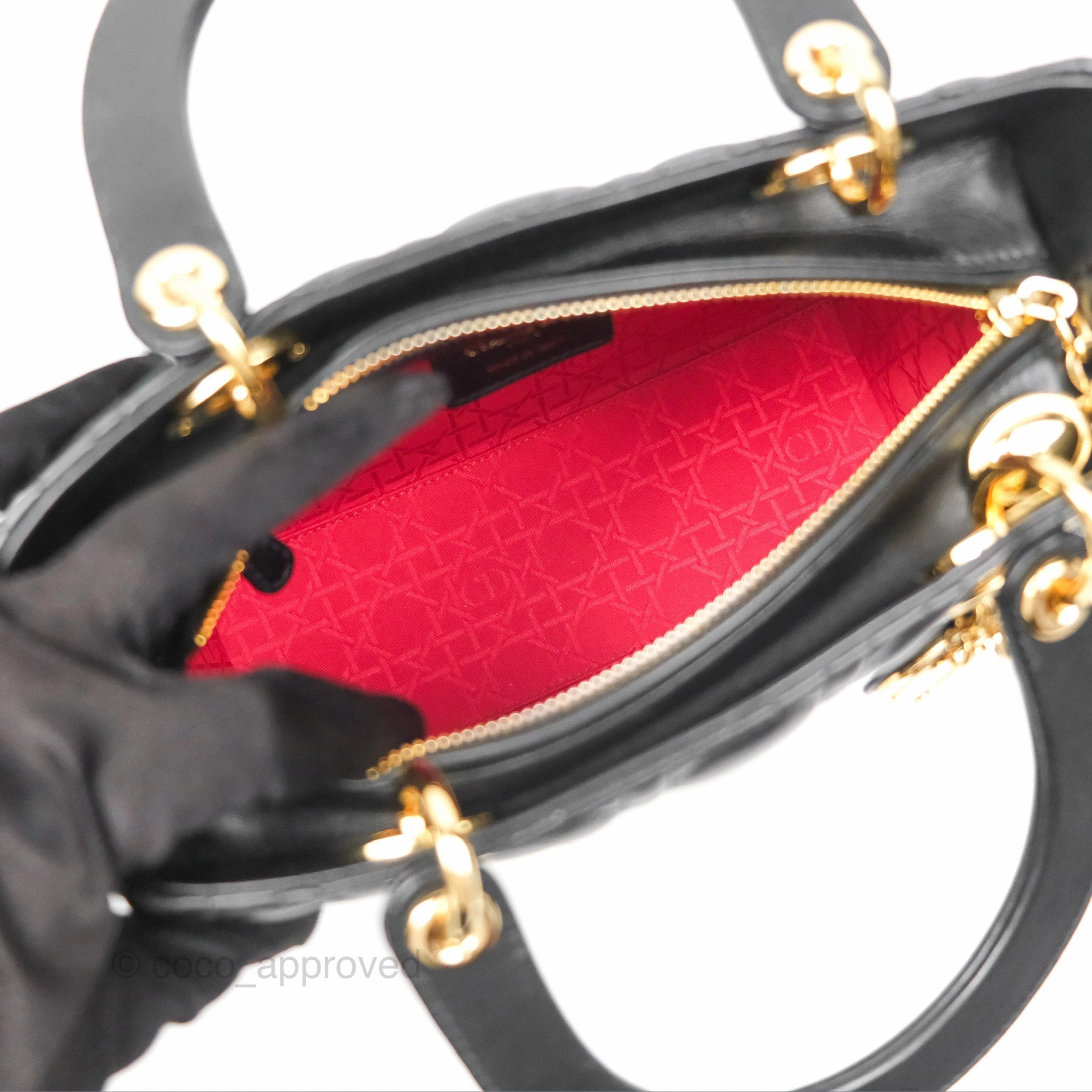 Christian Dior Medium Lady Dior Black Lambskin Gold Hardware