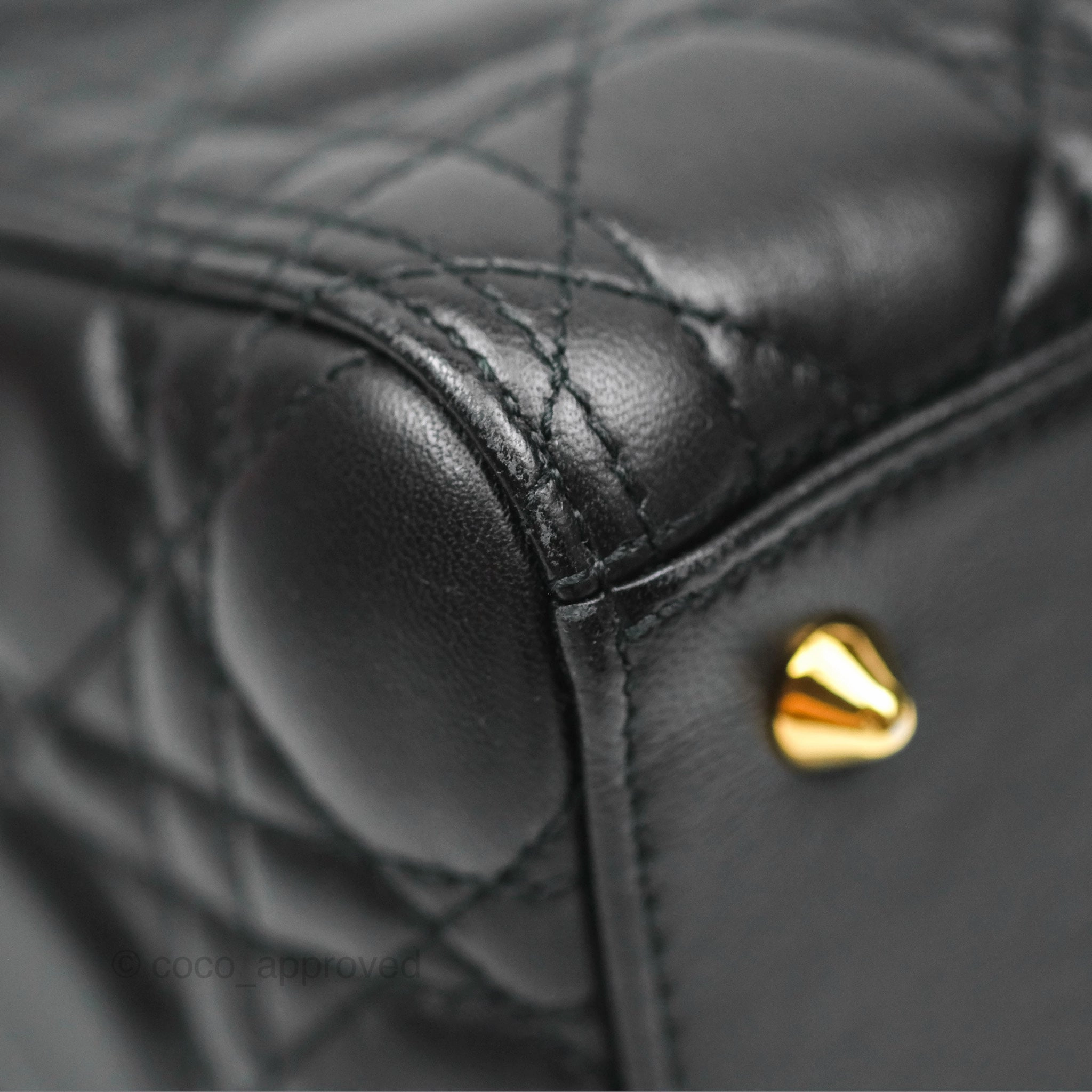 Christian Dior Medium Lady Dior Black Lambskin Gold Hardware