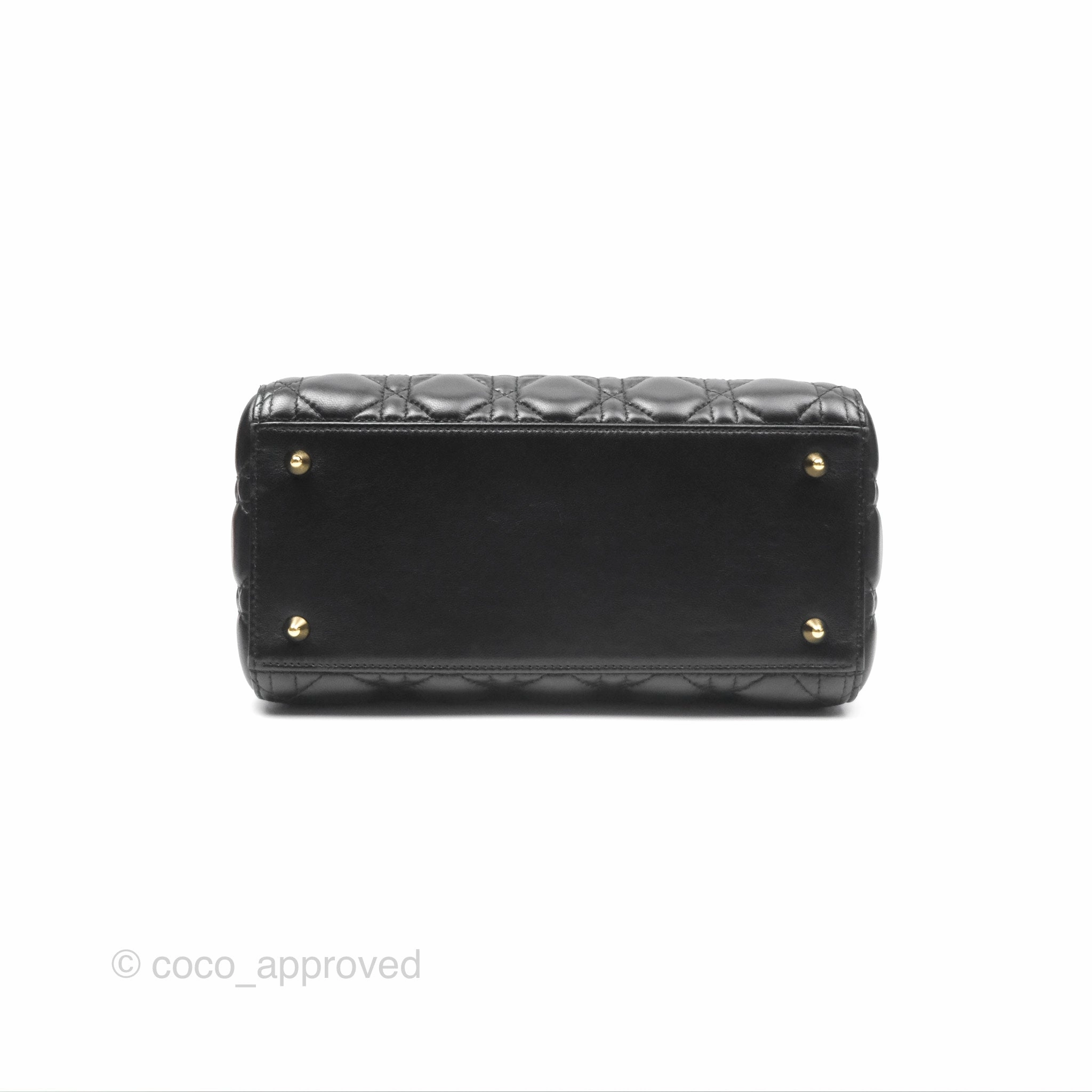 Christian Dior Medium Lady Dior Black Lambskin Gold Hardware