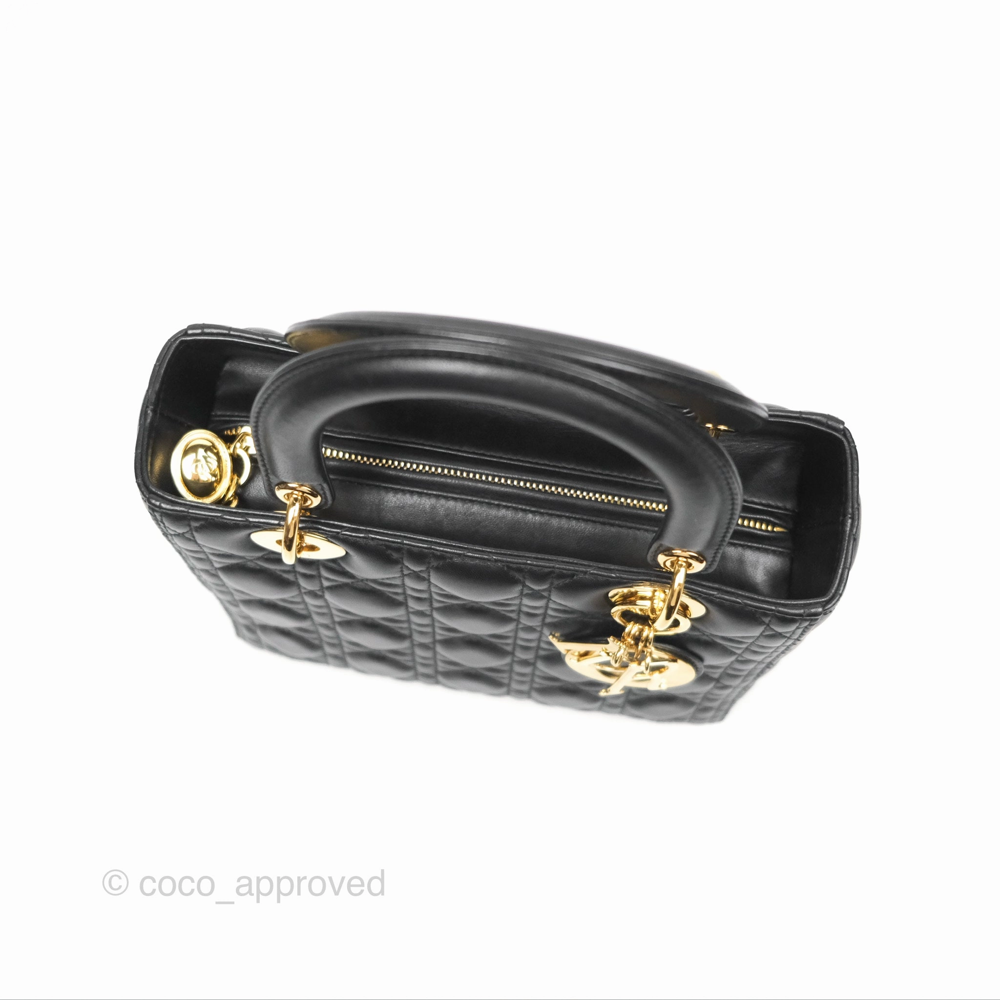 Christian Dior Medium Lady Dior Black Lambskin Gold Hardware