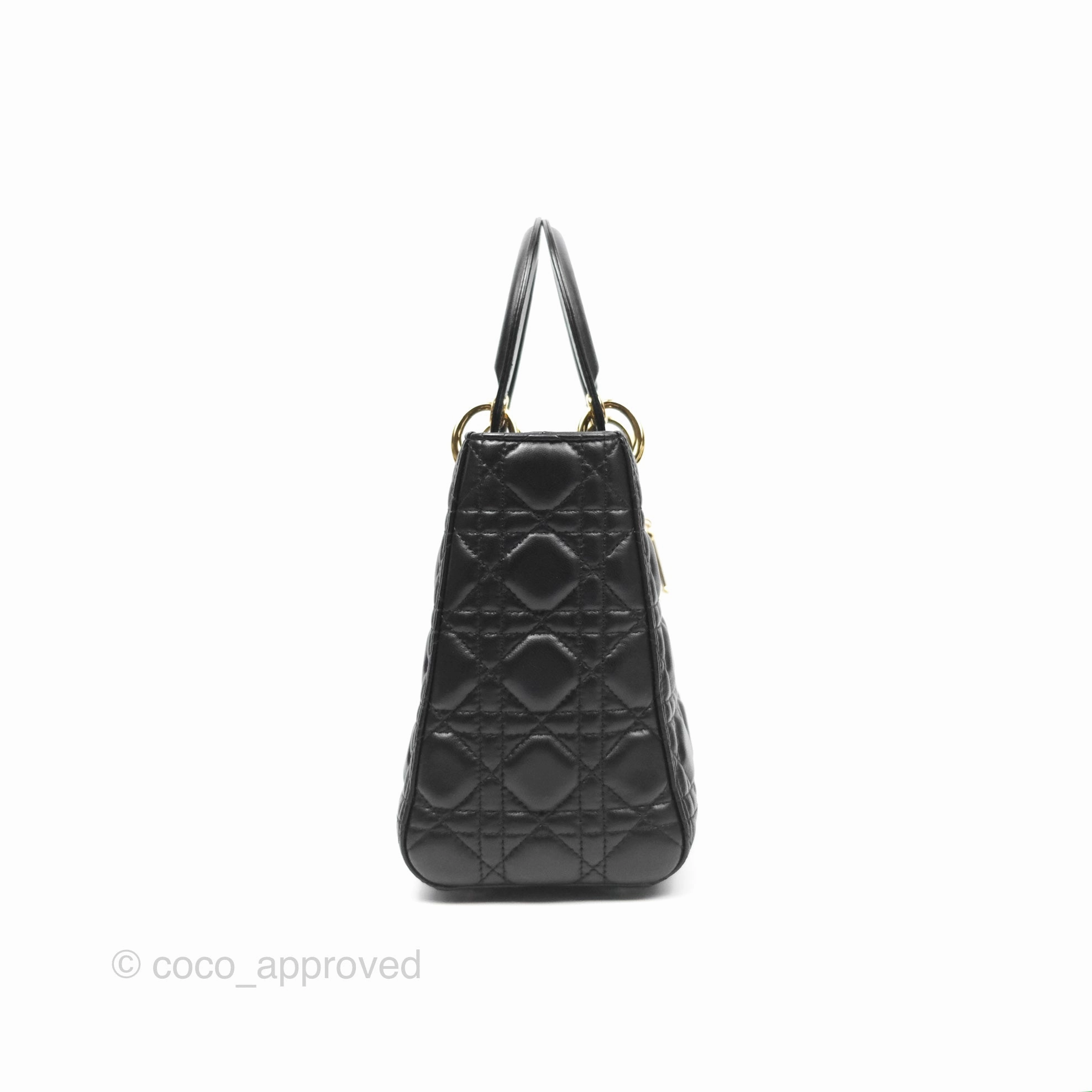 Christian Dior Medium Lady Dior Black Lambskin Gold Hardware