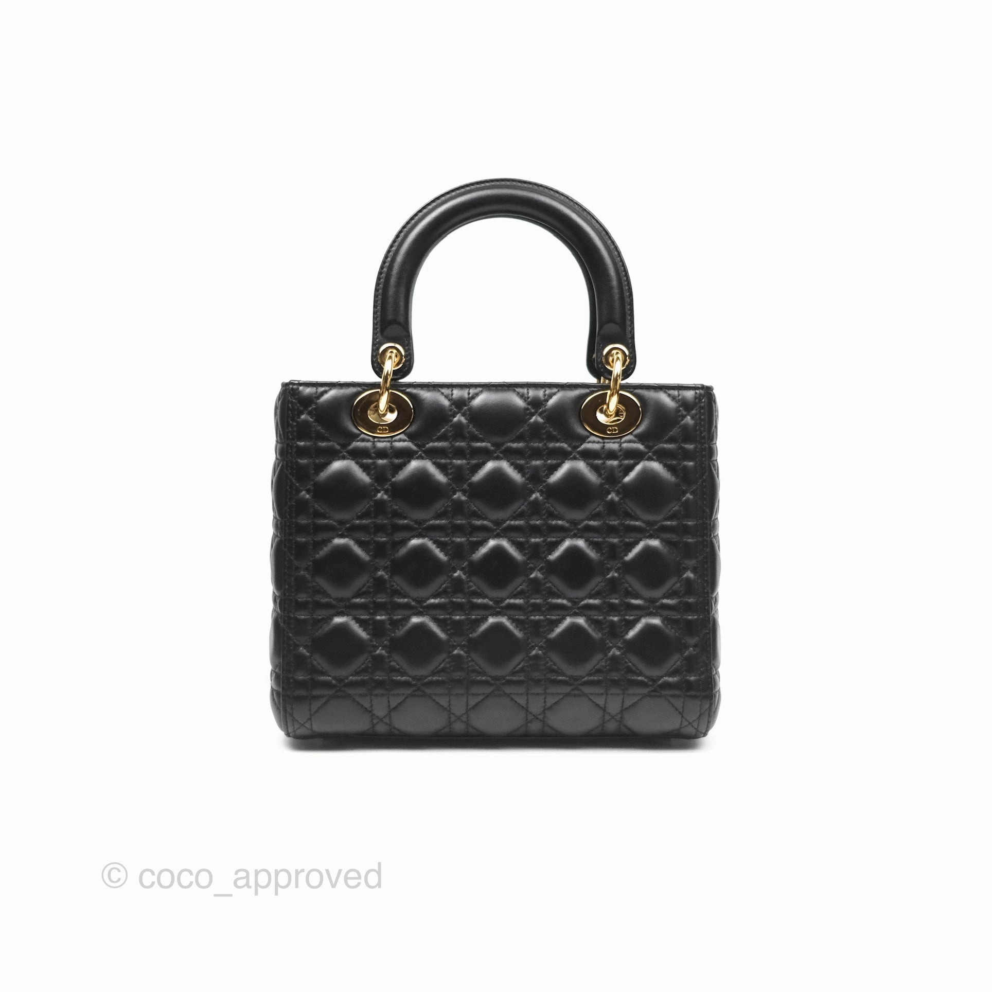 Christian Dior Medium Lady Dior Black Lambskin Gold Hardware