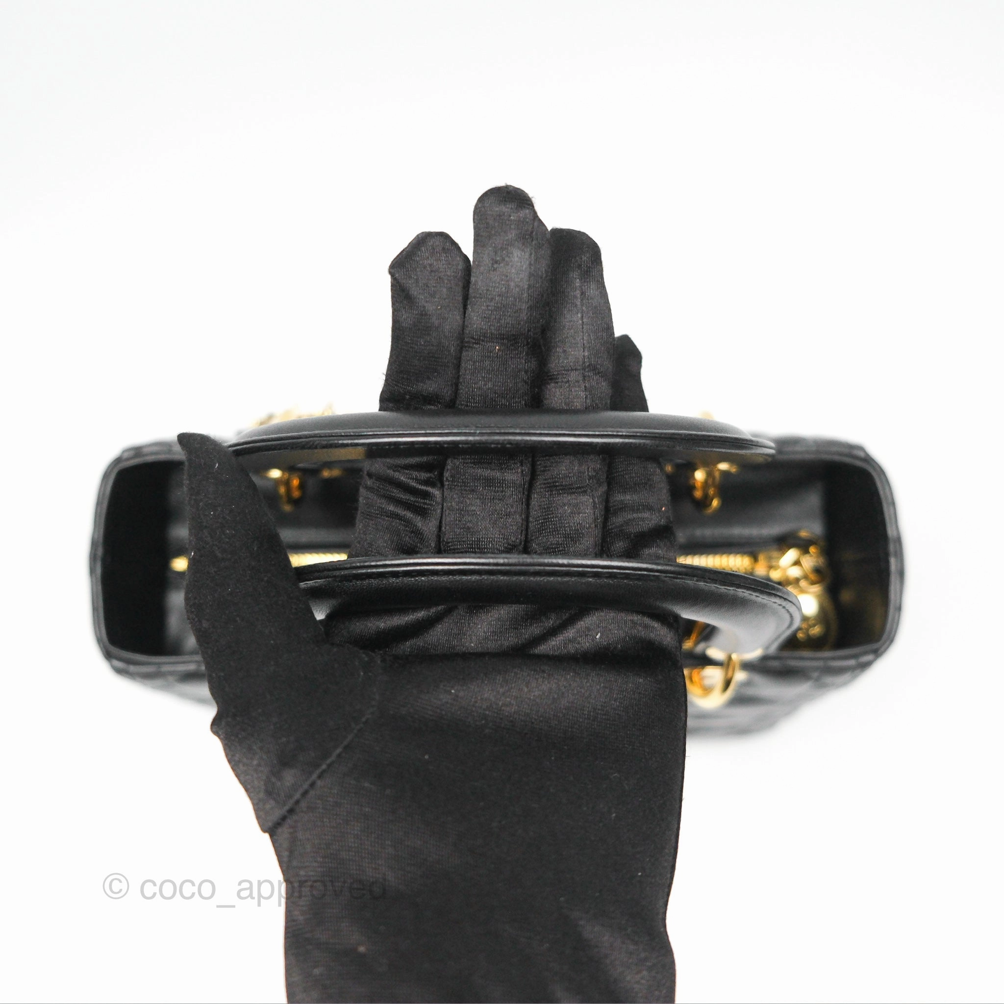 Christian Dior Medium Lady Dior Black Lambskin Gold Hardware