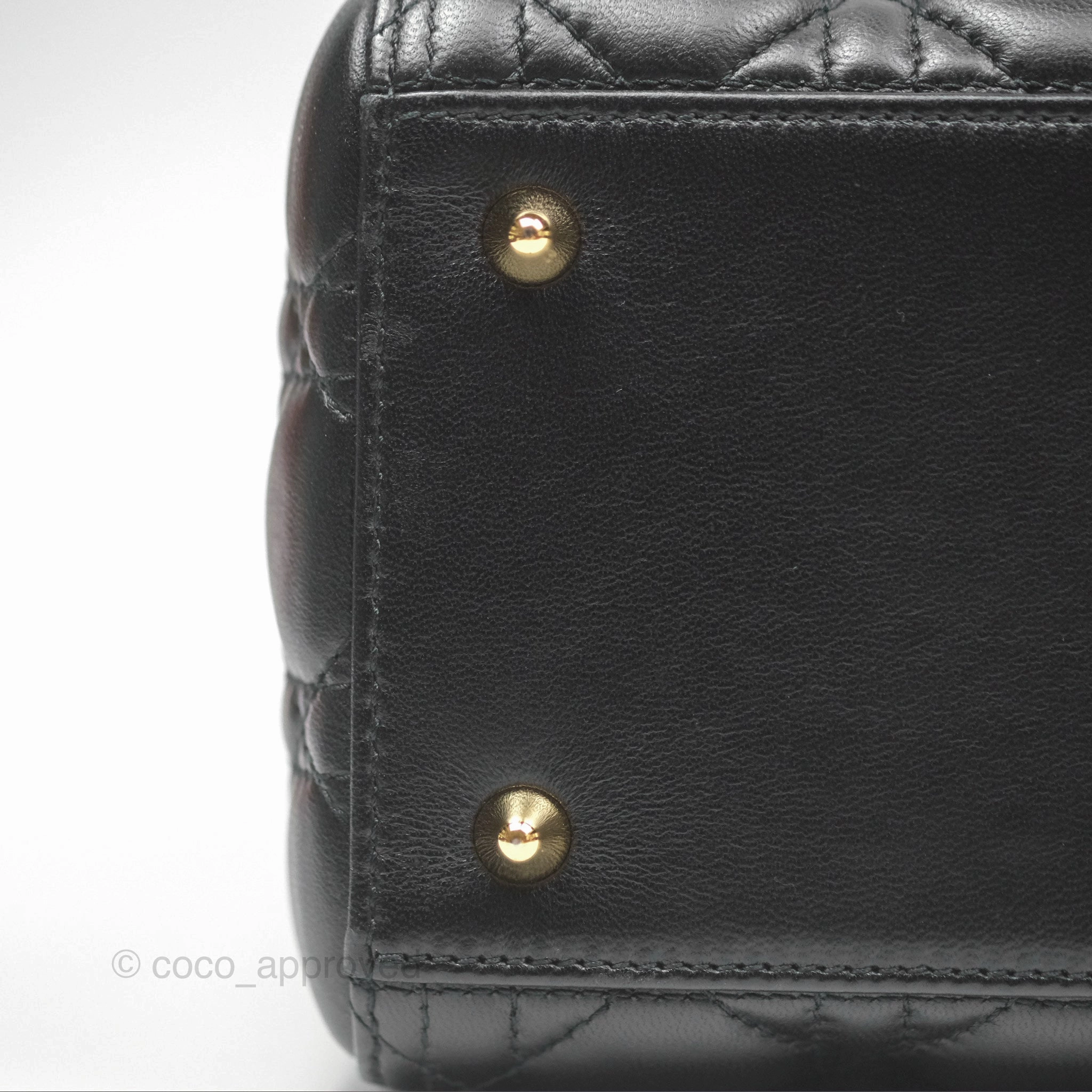 Christian Dior Medium Lady Dior Black Lambskin Gold Hardware