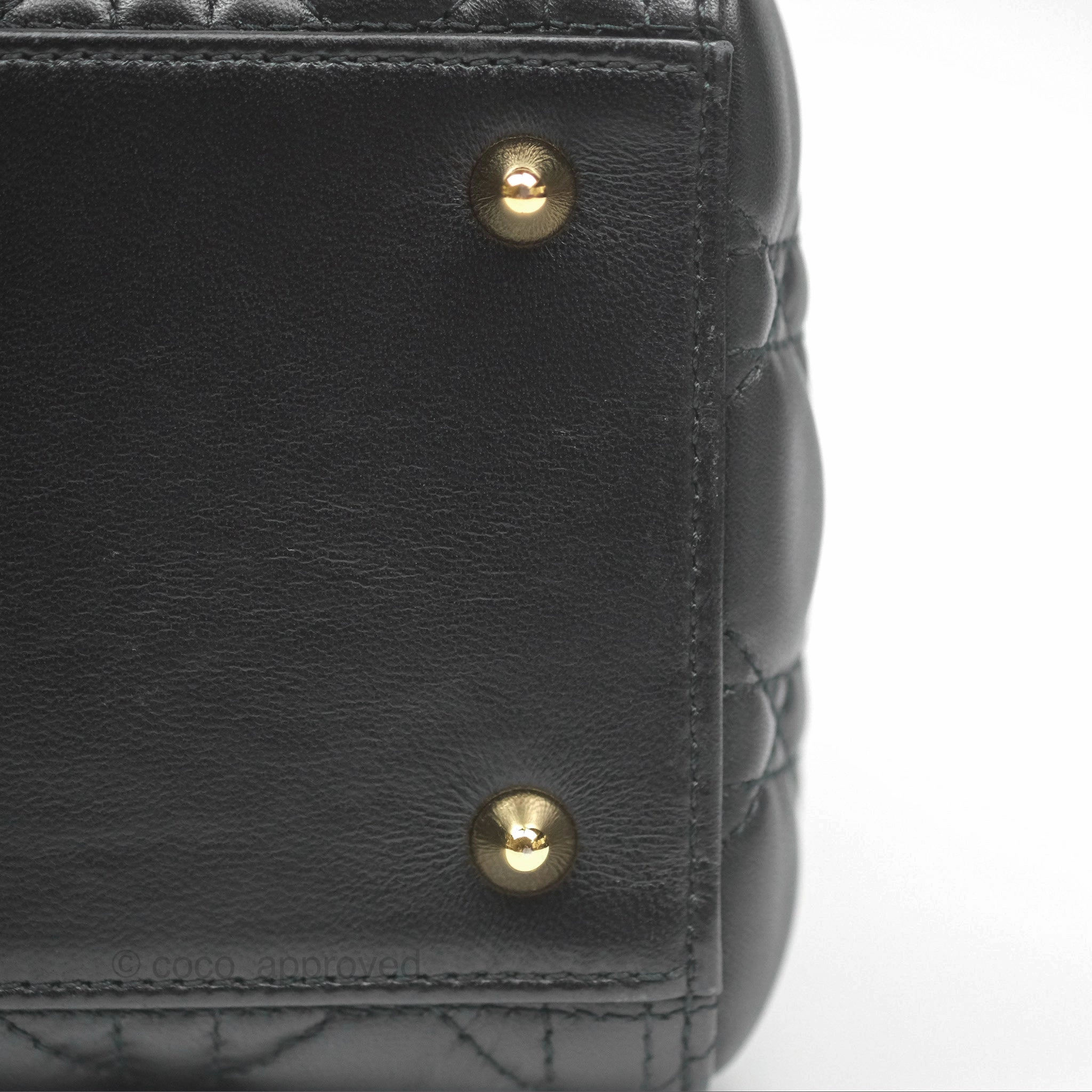 Christian Dior Medium Lady Dior Black Lambskin Gold Hardware