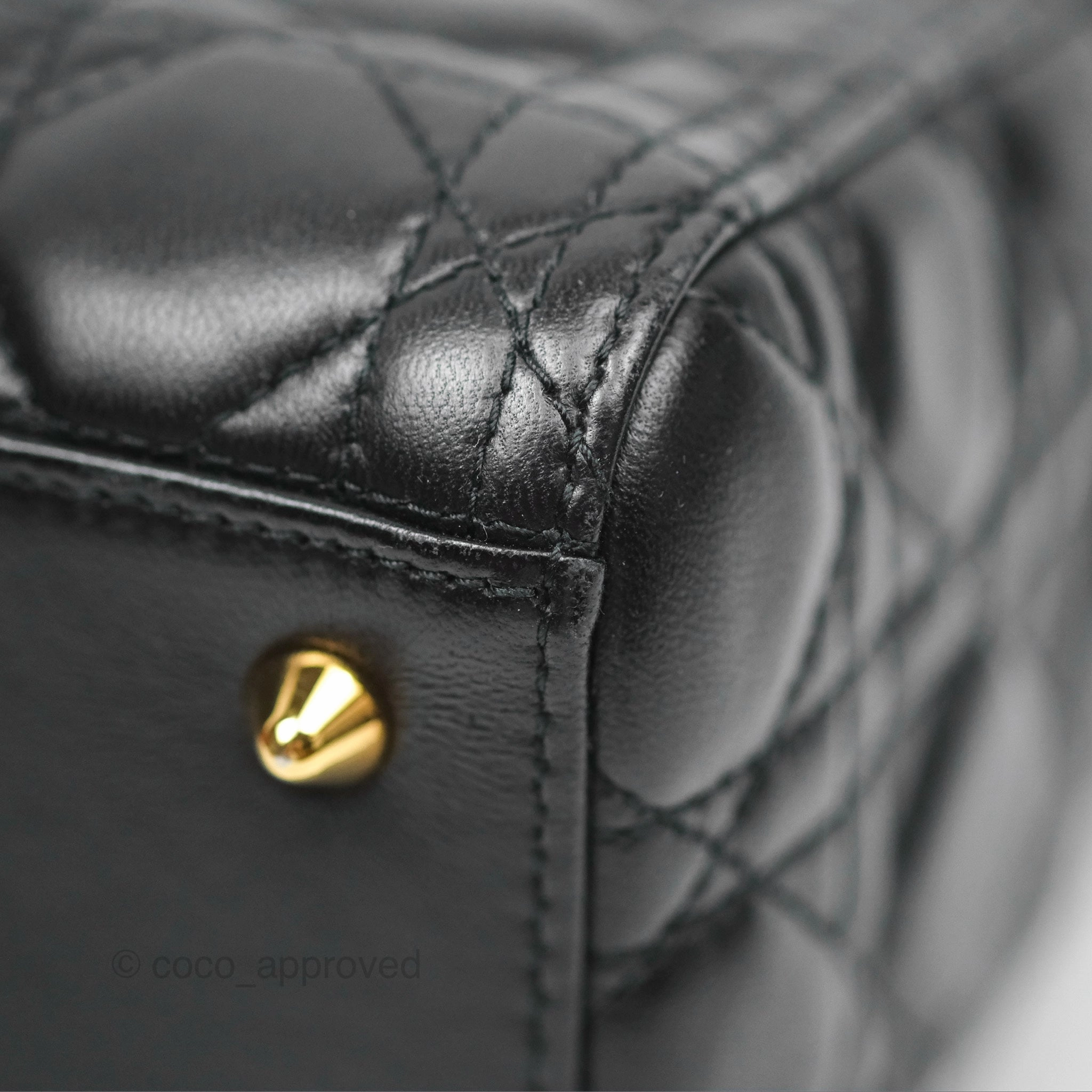 Christian Dior Medium Lady Dior Black Lambskin Gold Hardware