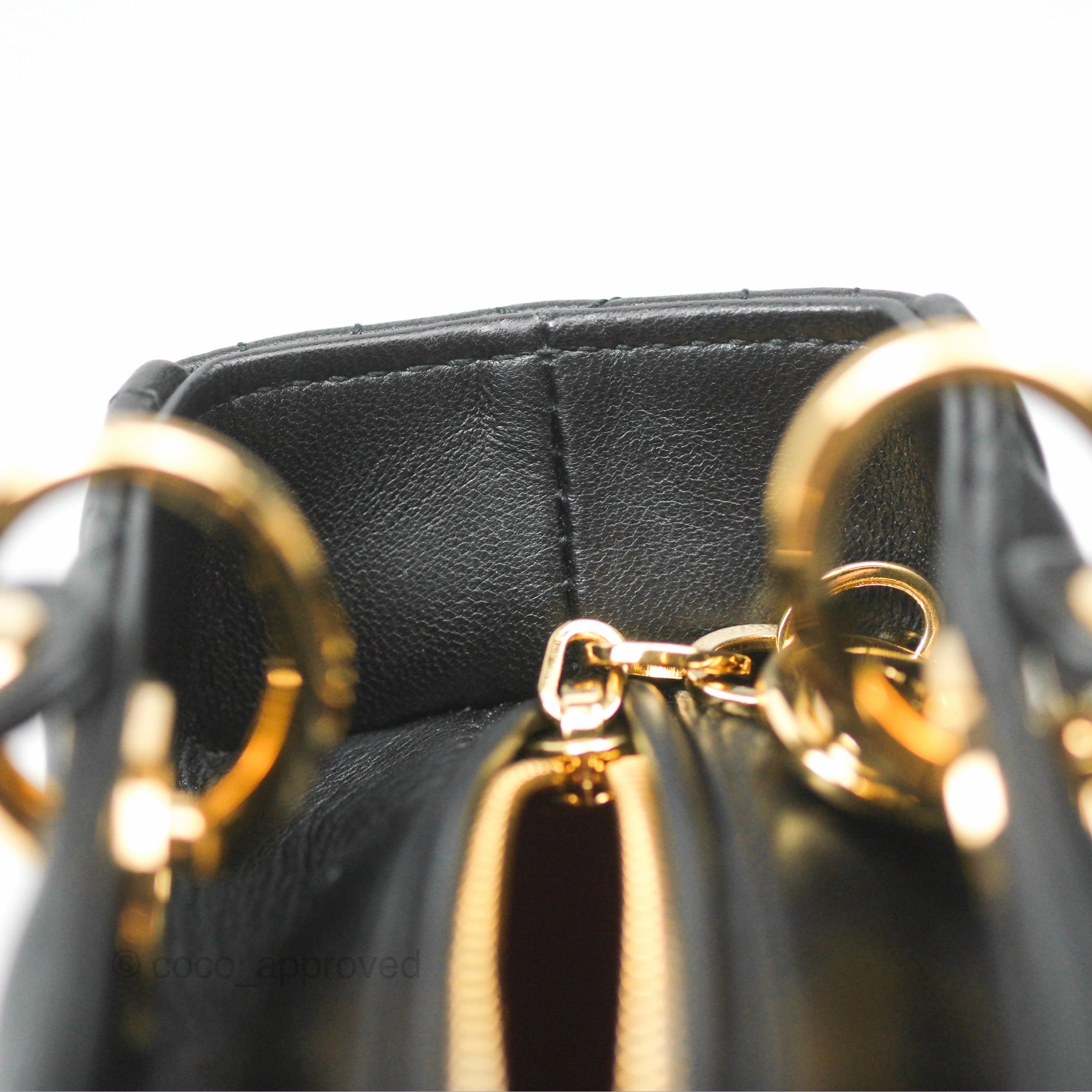 Christian Dior Medium Lady Dior Black Lambskin Gold Hardware