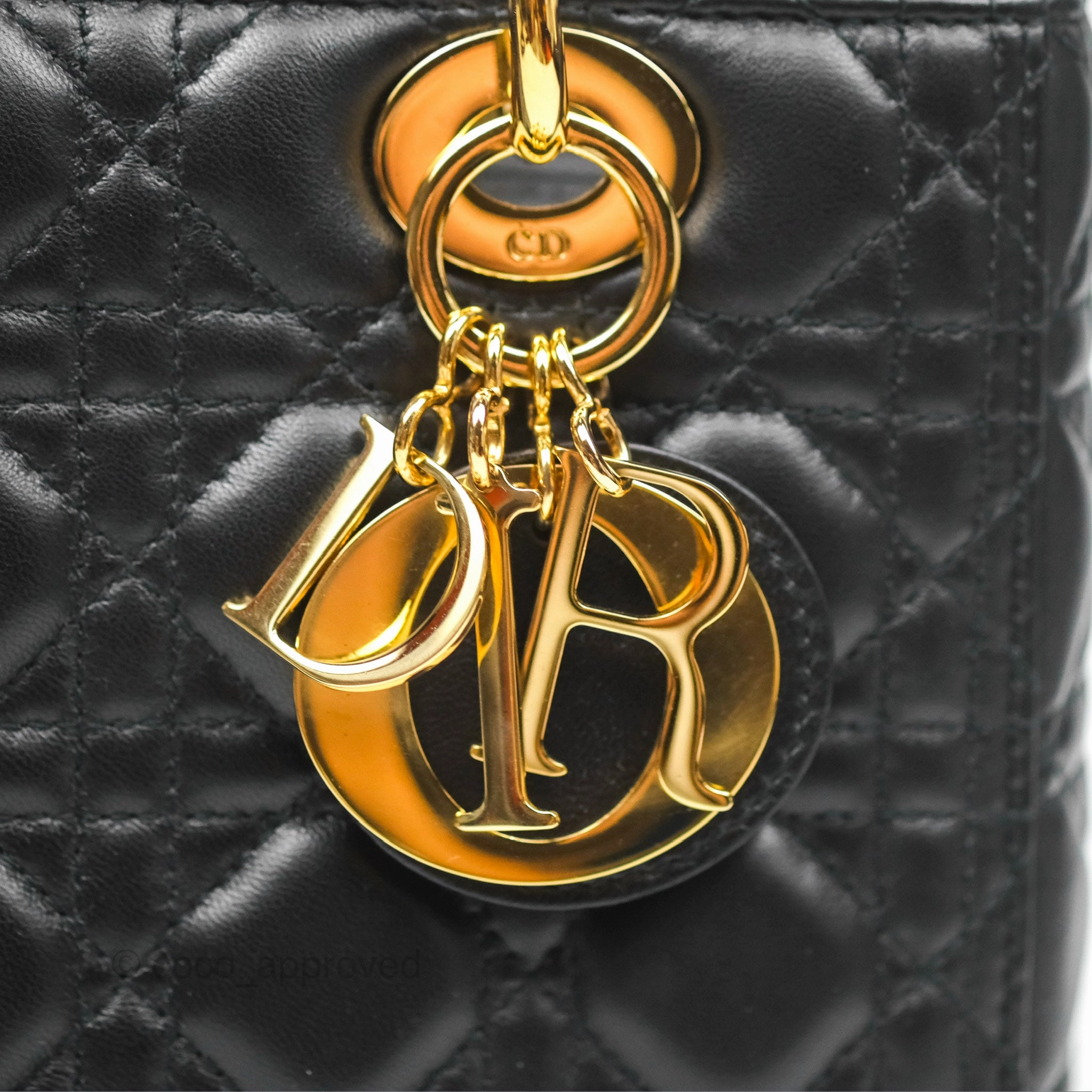 Christian Dior Medium Lady Dior Black Lambskin Gold Hardware