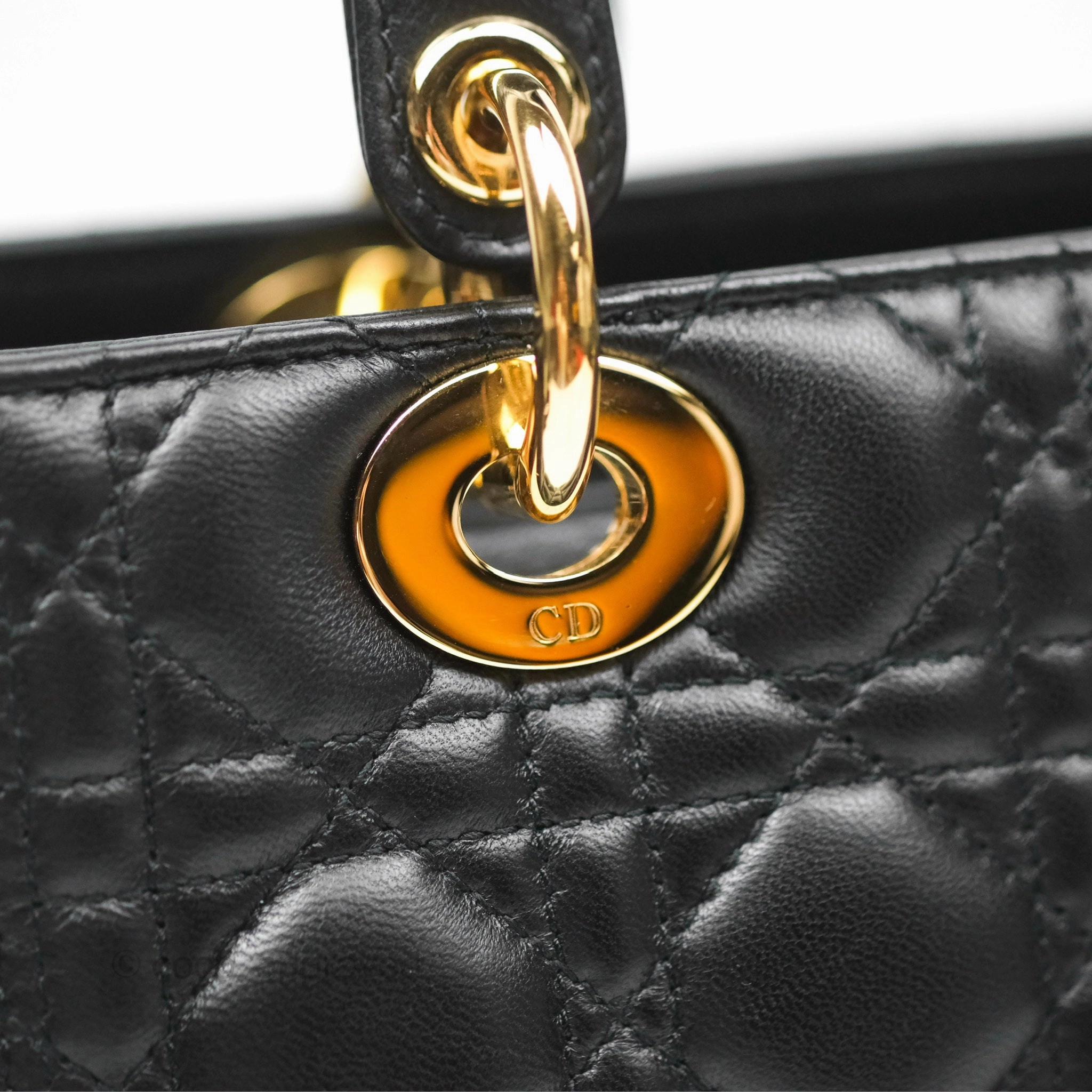 Christian Dior Medium Lady Dior Black Lambskin Gold Hardware